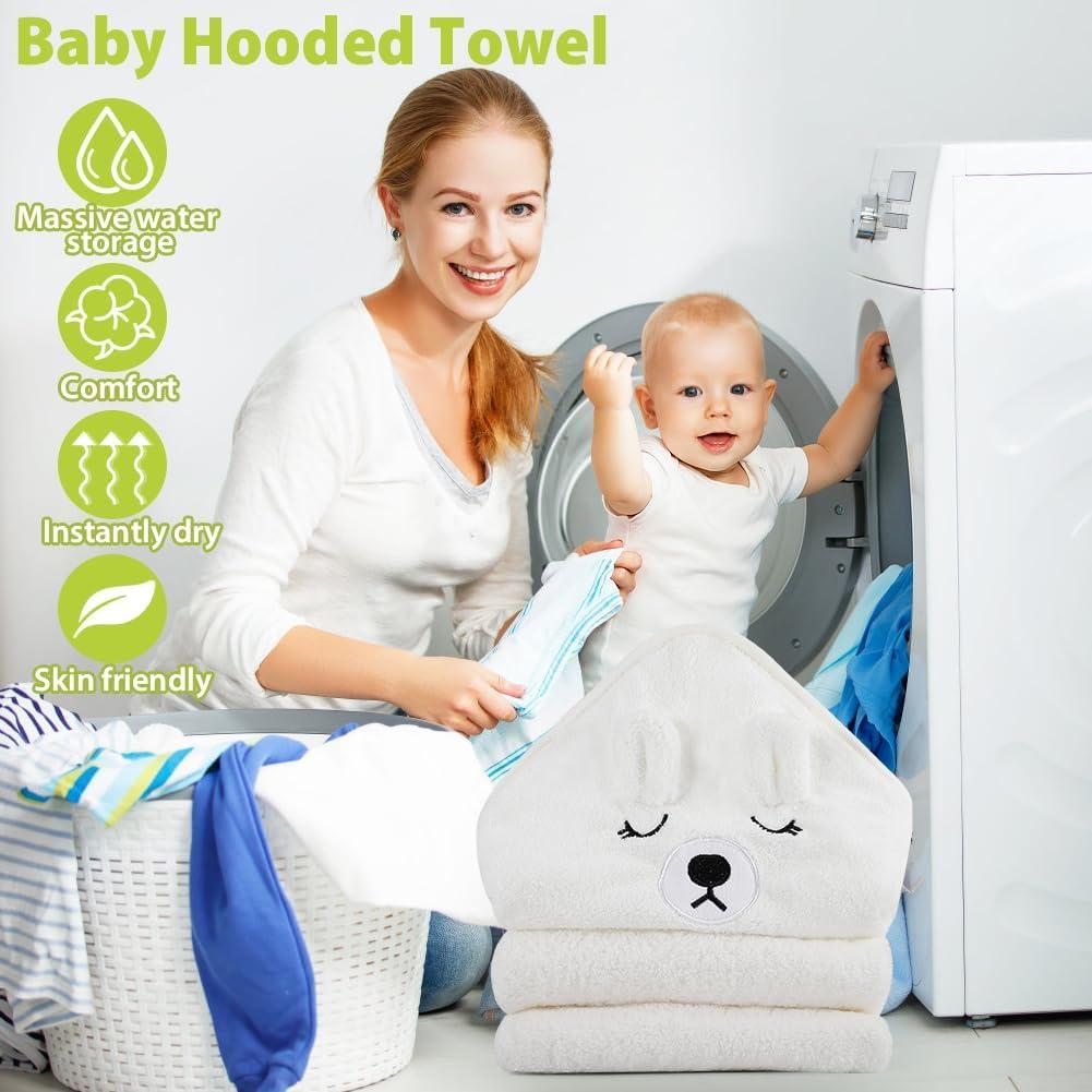 Toalla de Baño para Bebé Vabrloy con Capucha Oso Blanco 80x80 cm