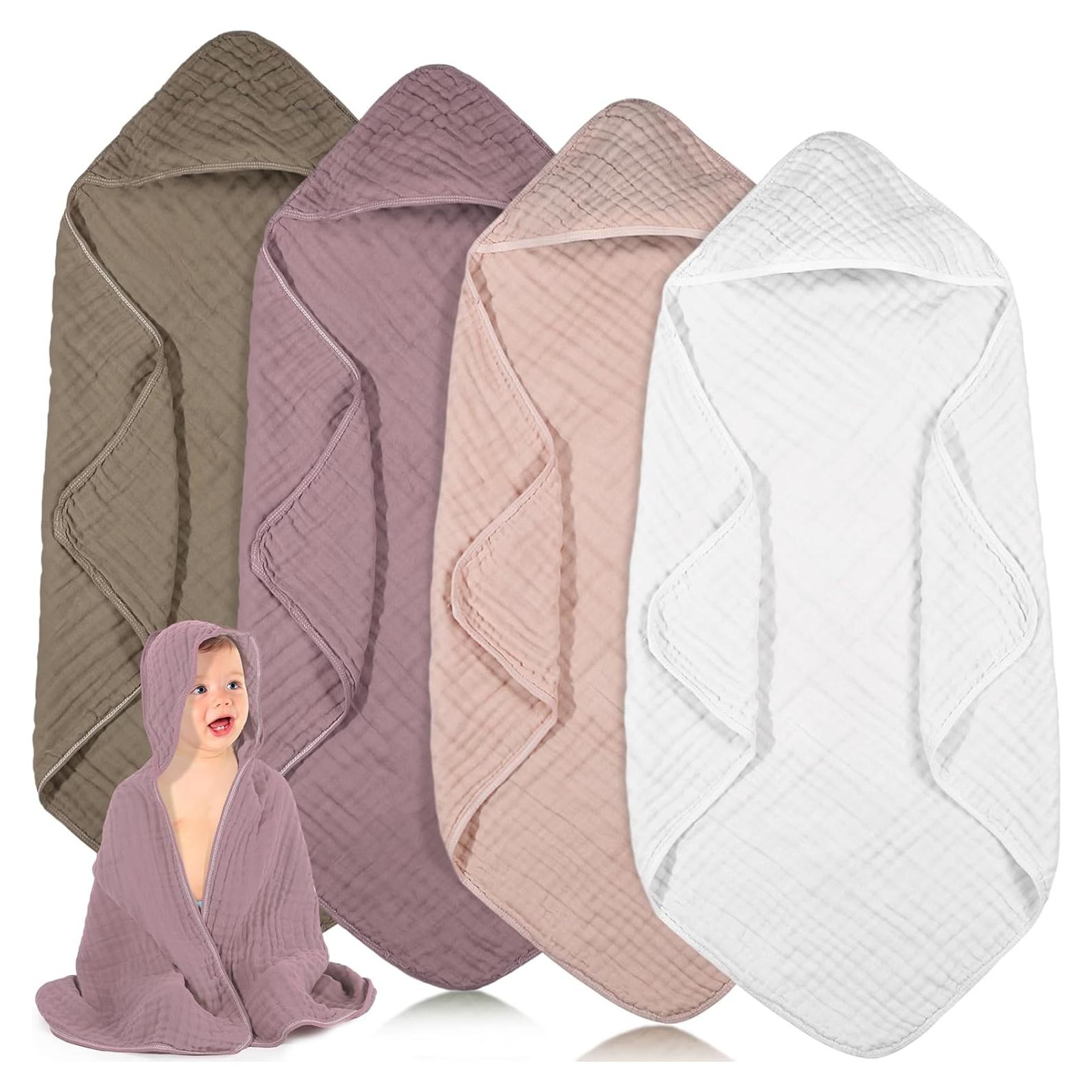 Toallas de Bebé con Capucha Peryiter 4 Pcs Algodón 81x81 cm