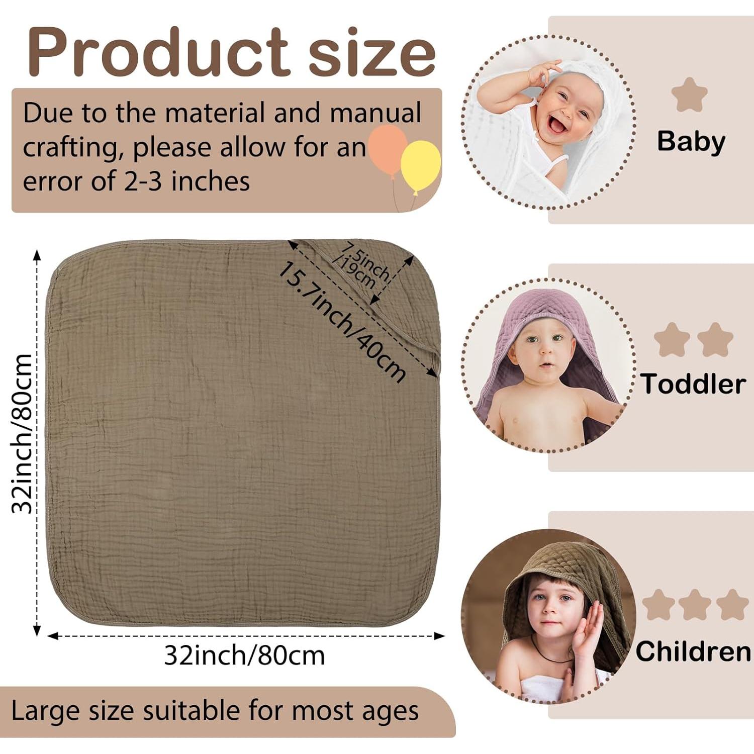 Toallas de Bebé con Capucha Peryiter 4 Pcs Algodón 81x81 cm