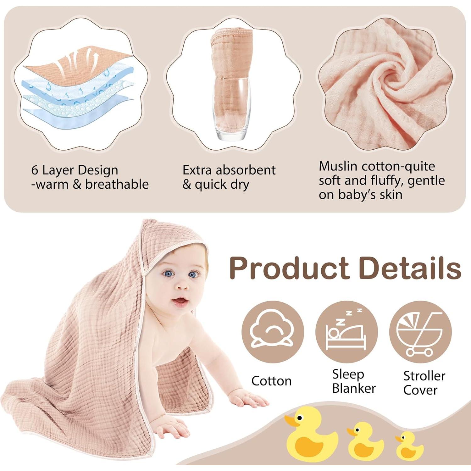 Toallas de Bebé con Capucha Peryiter 4 Pcs Algodón 81x81 cm