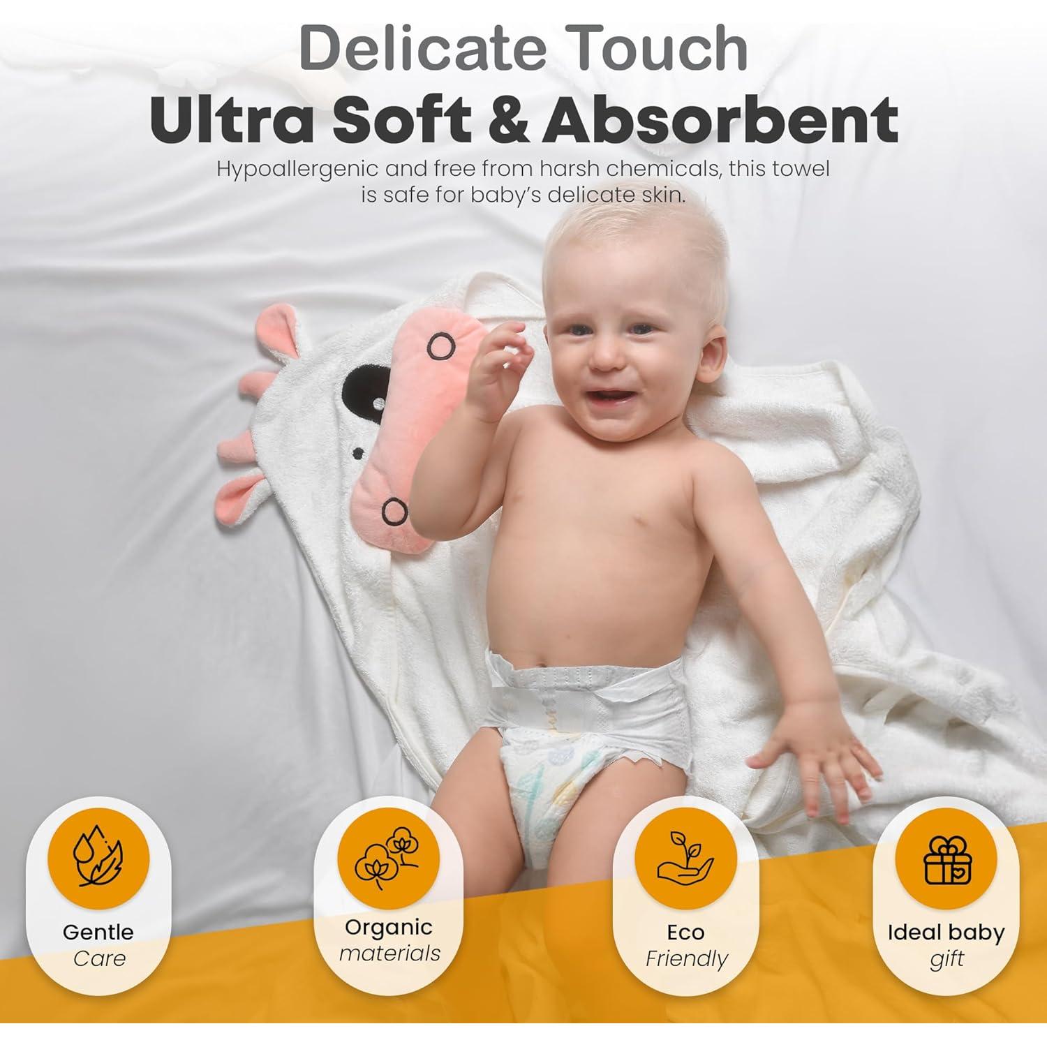 Toalla con Capucha POCASOPA Vaca 89x89 cm Hipoalergénica