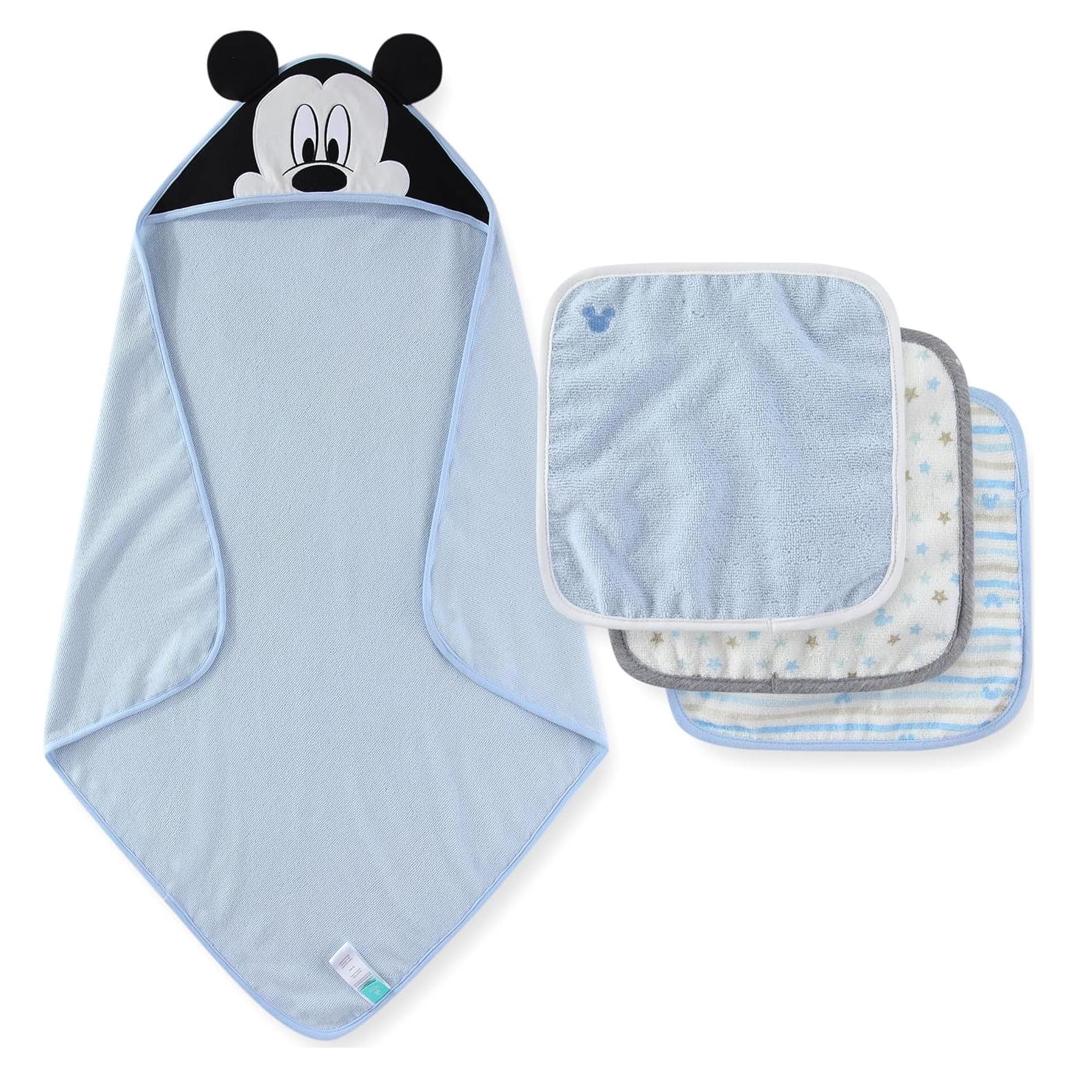 Toalla de baño con capucha Mickey Mouse Disney + 3 toallitas