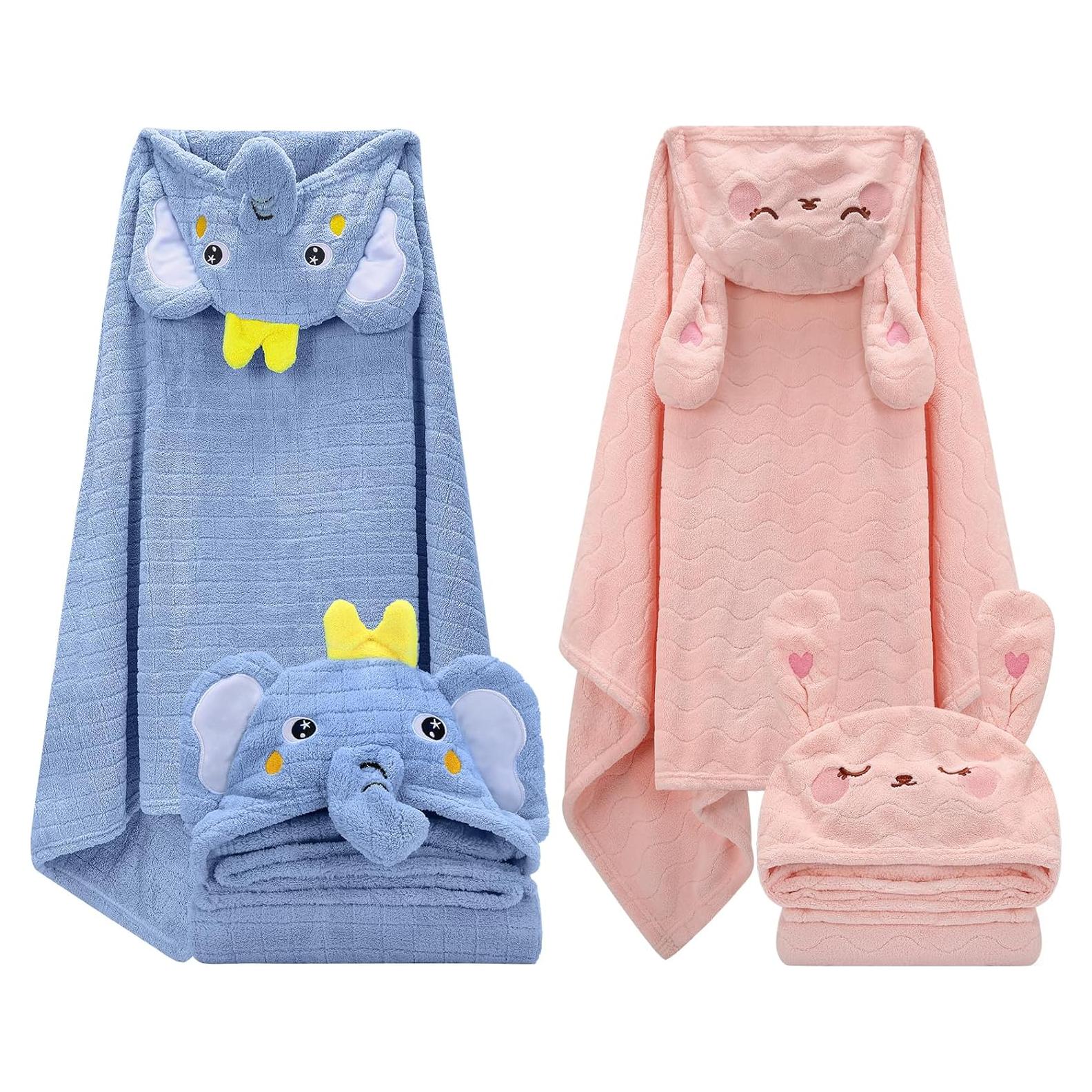 Paquete de 2 Toallas de Baño con Capucha VZZNN 66x140 cm