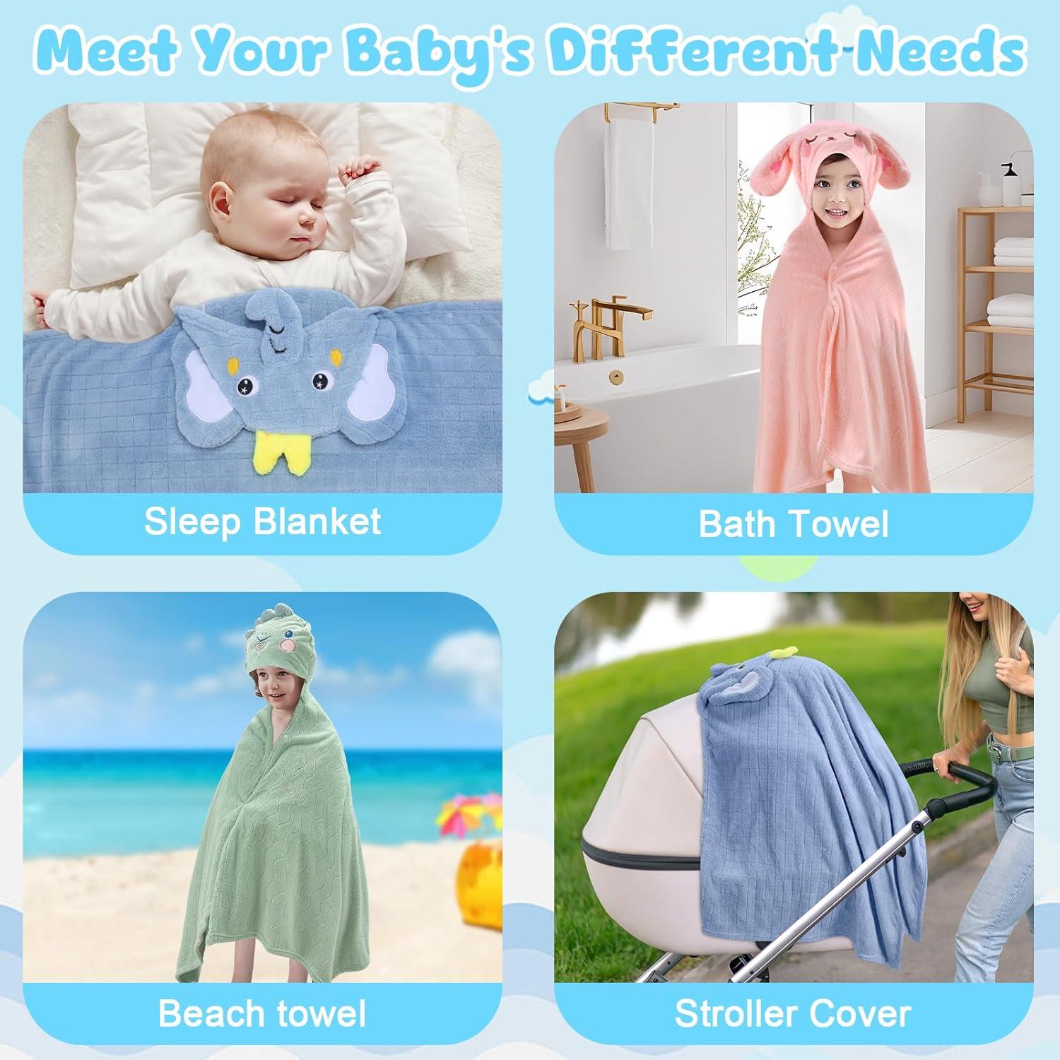 Paquete de 2 Toallas de Baño con Capucha VZZNN 66x140 cm