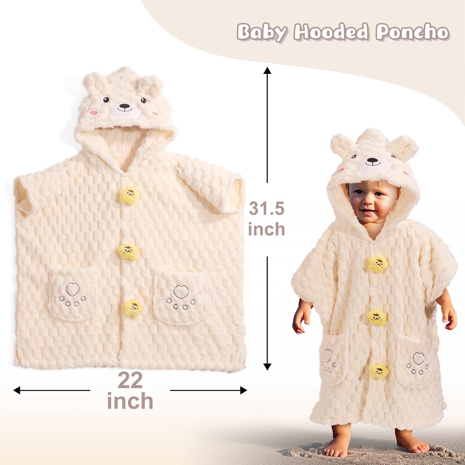 Poncho Toalla para Niños WODHOY Oveja Beige, Suave y Absorbente