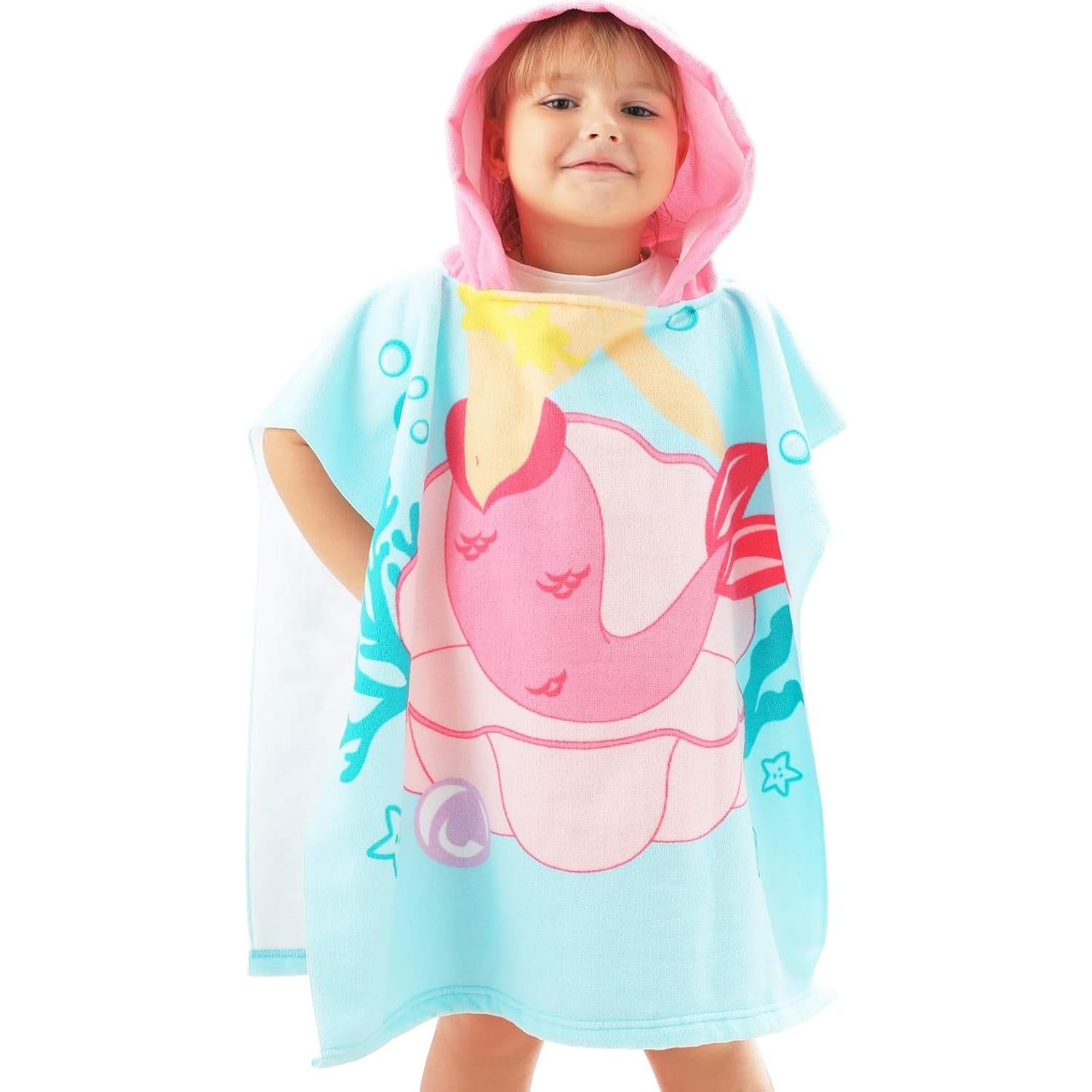 Toalla de Playa con Capucha NovForth Sirena Rosa 61x61cm