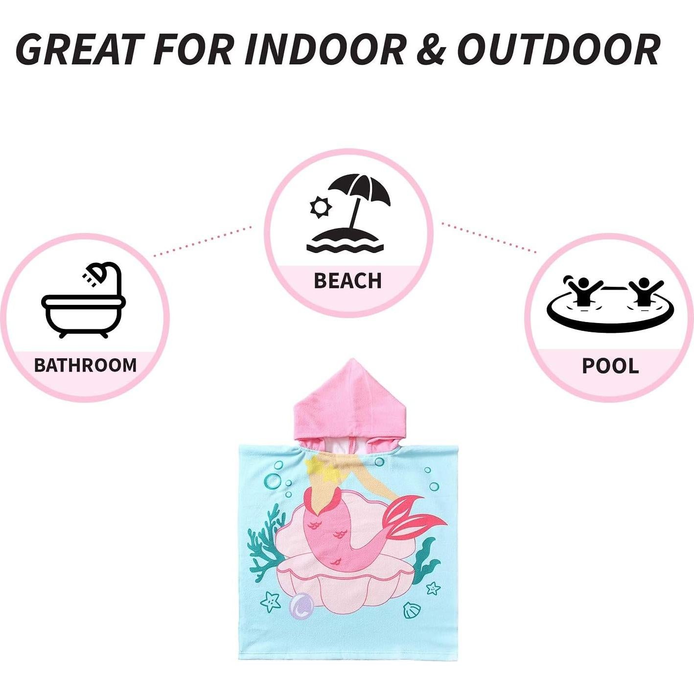 Toalla de Playa con Capucha NovForth Sirena Rosa 61x61cm