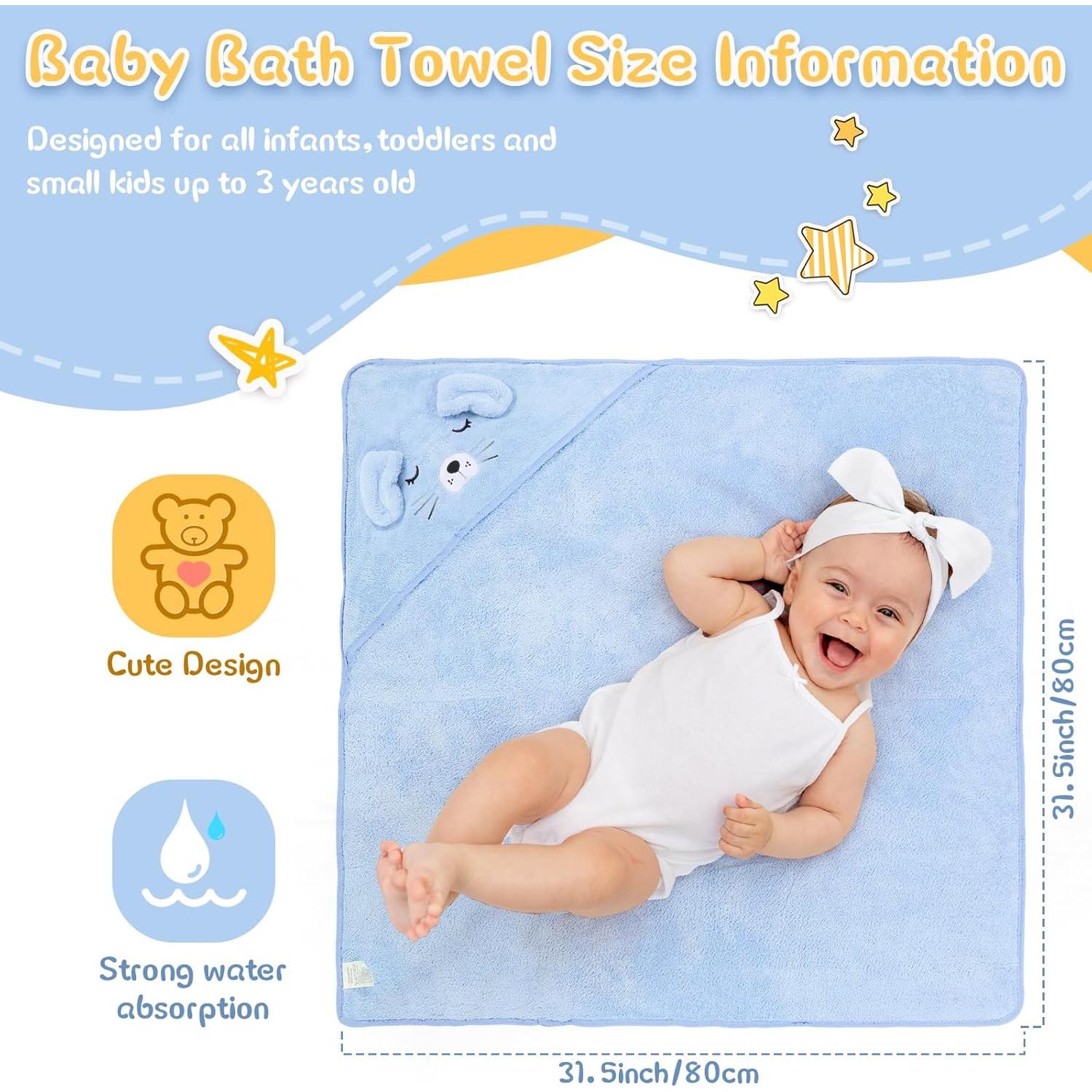 Toallas de Baño para Bebé Preboun 4 Pcs con Capucha Animal