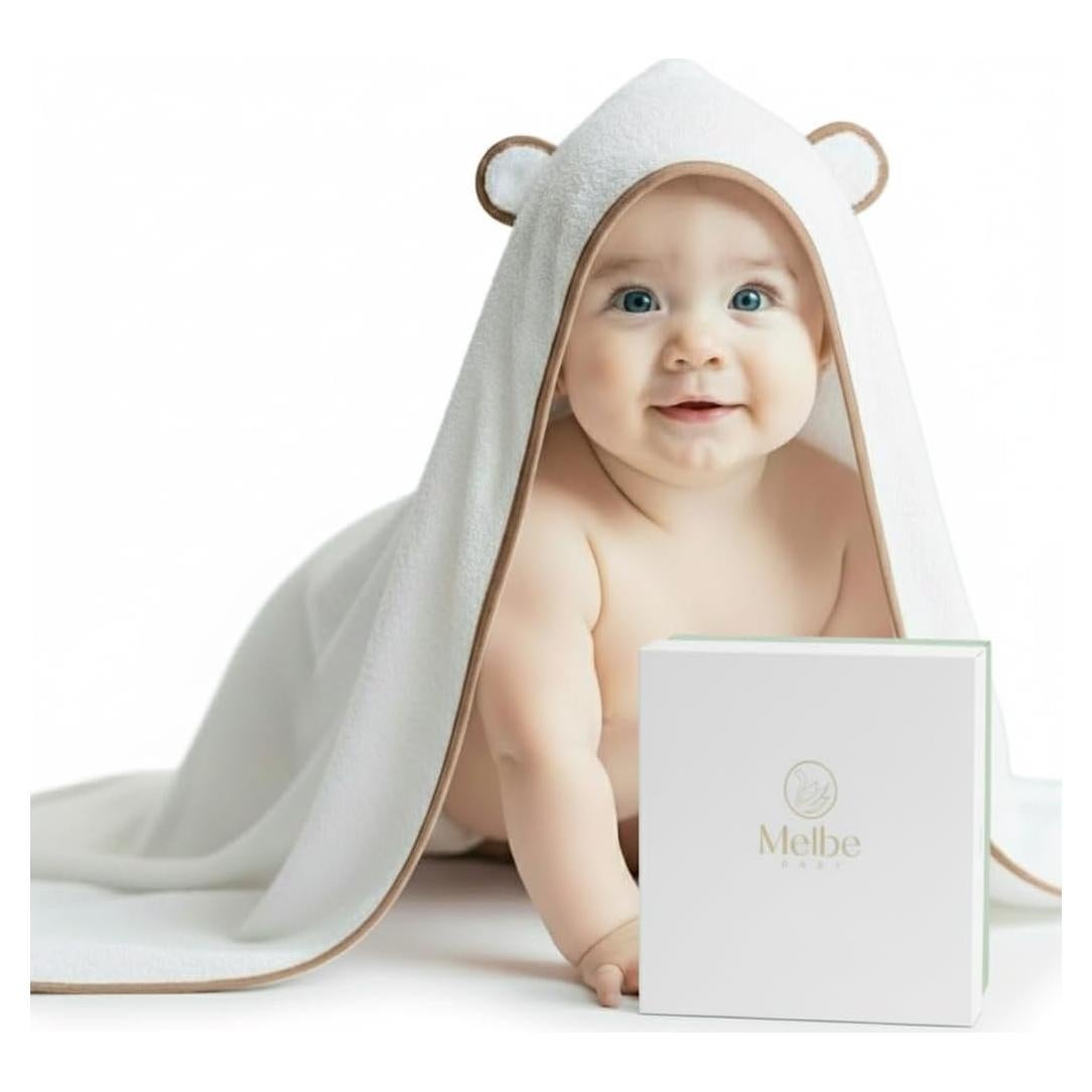 Toalla con Capucha Bebé Melbe Baby 100% Rayón Bambú 88.9x88.9 cm