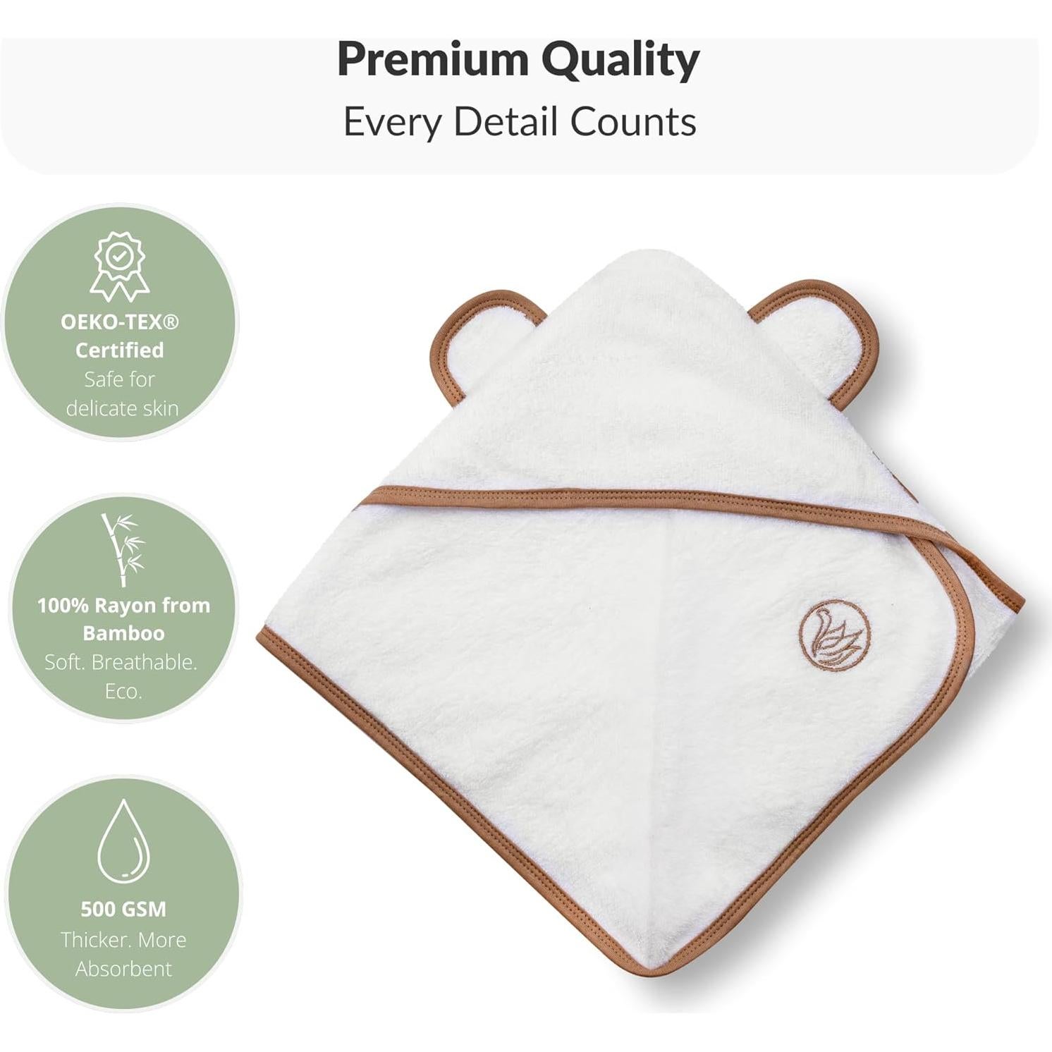 Toalla con Capucha Bebé Melbe Baby 100% Rayón Bambú 88.9x88.9 cm