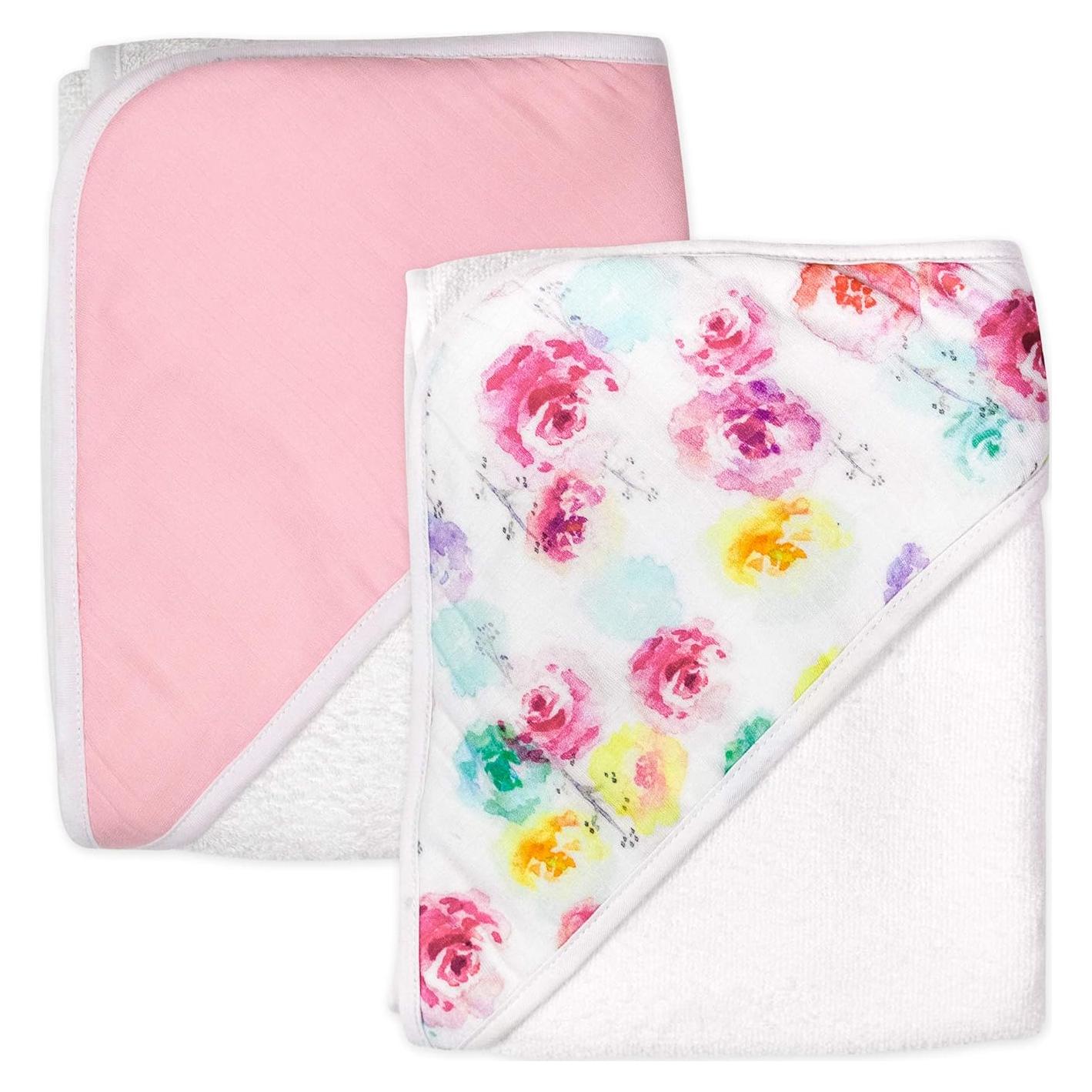 Toallas con Capucha HonestBaby 2-Pack Algodón Orgánico Rosa