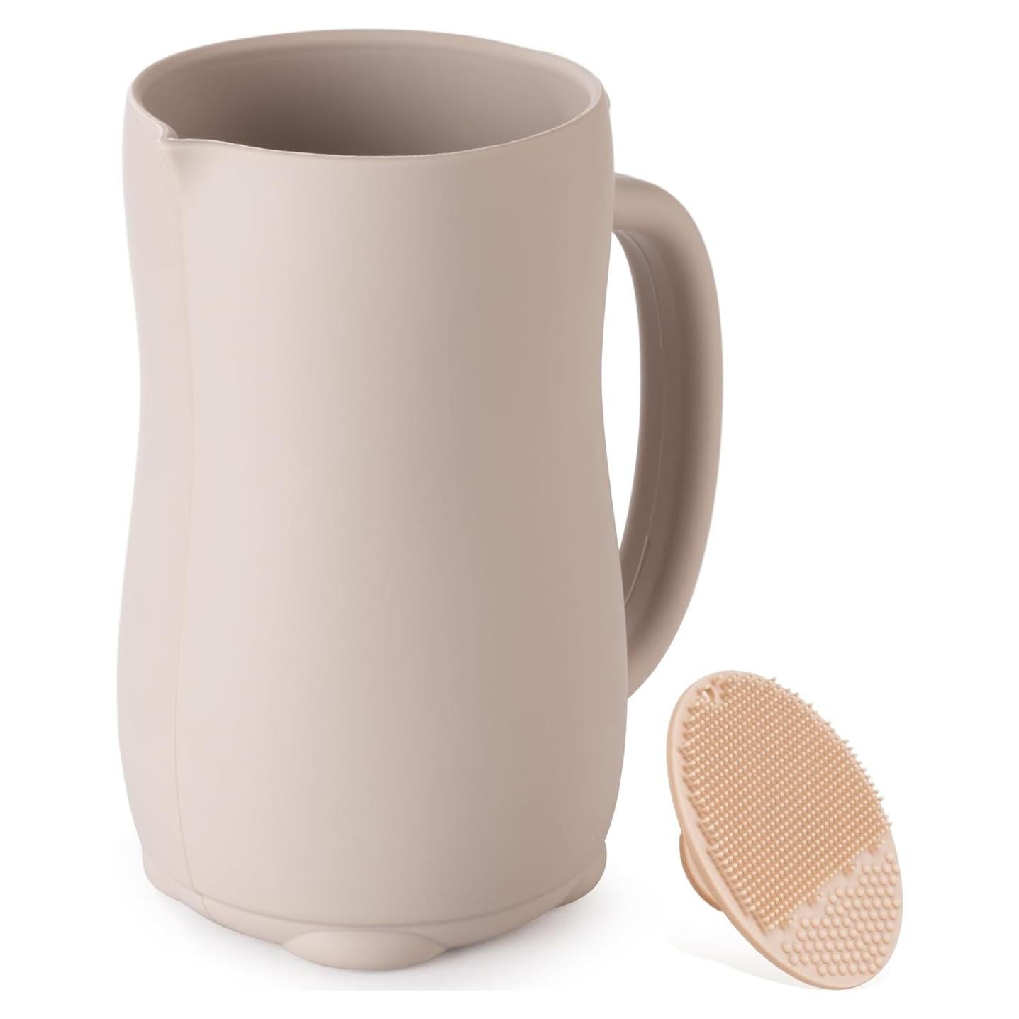 Taza de Enjuague para Bebés Mandu de Silicona 700 ml Beige