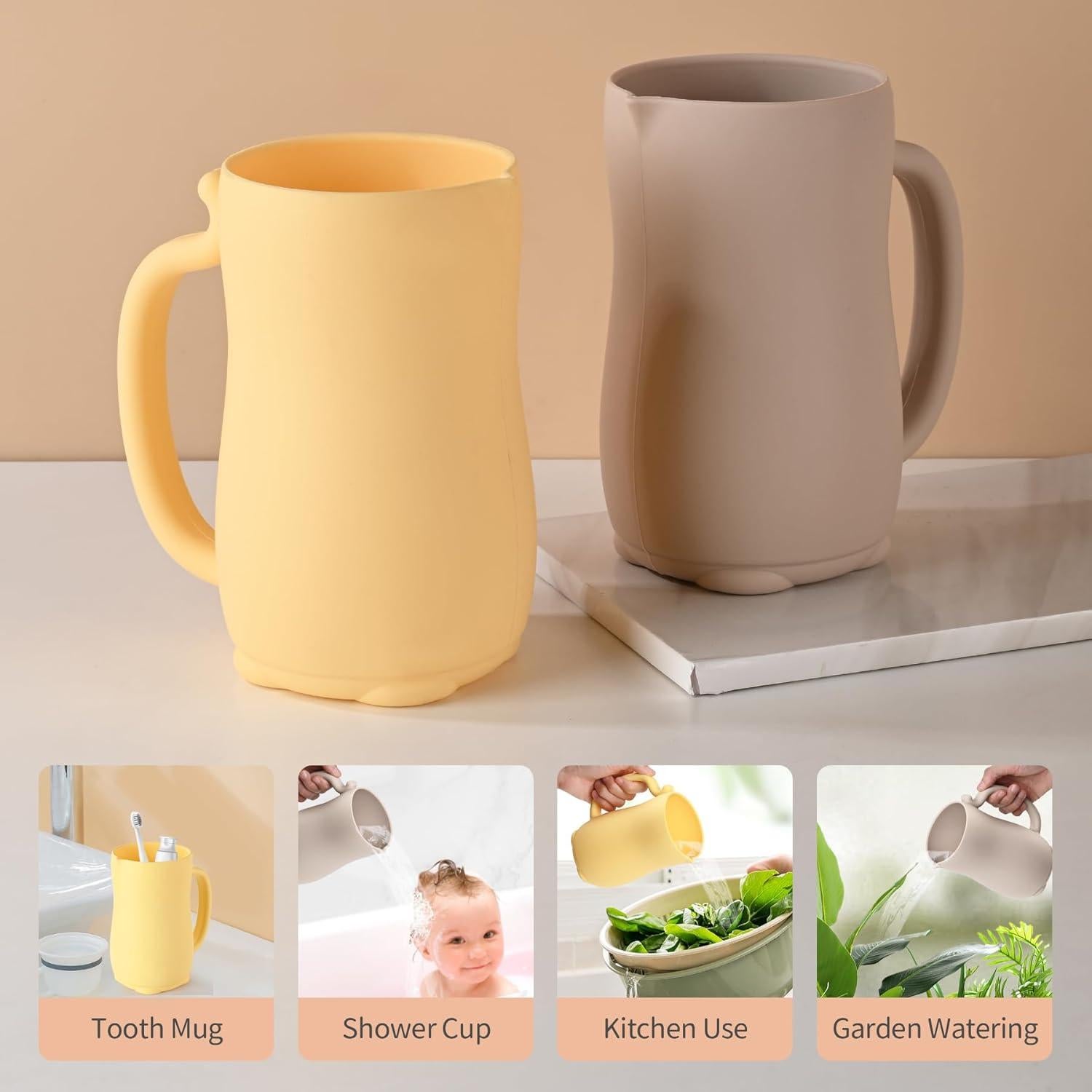 Taza de Enjuague para Bebés Mandu de Silicona 700 ml Beige
