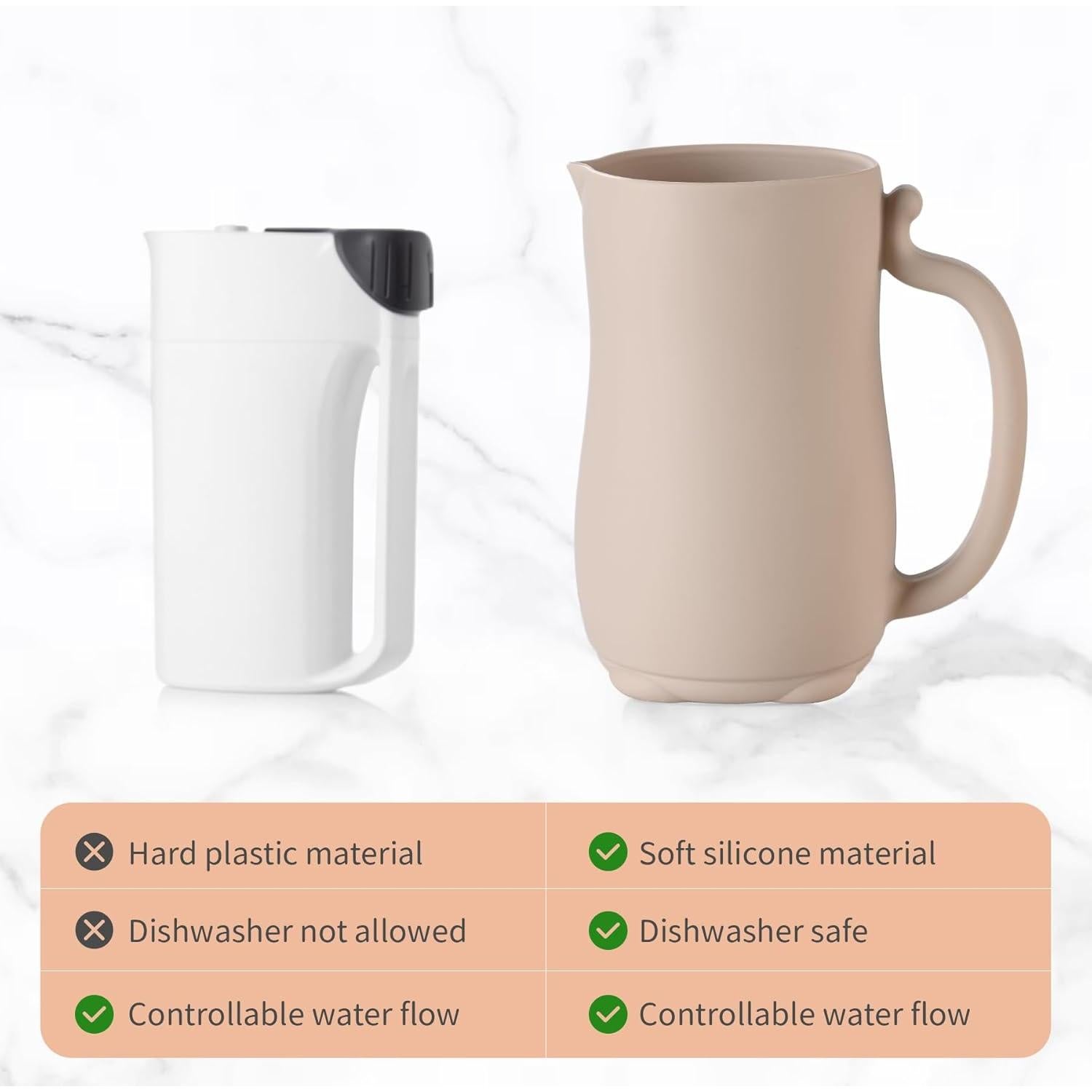 Taza de Enjuague para Bebés Mandu de Silicona 700 ml Beige