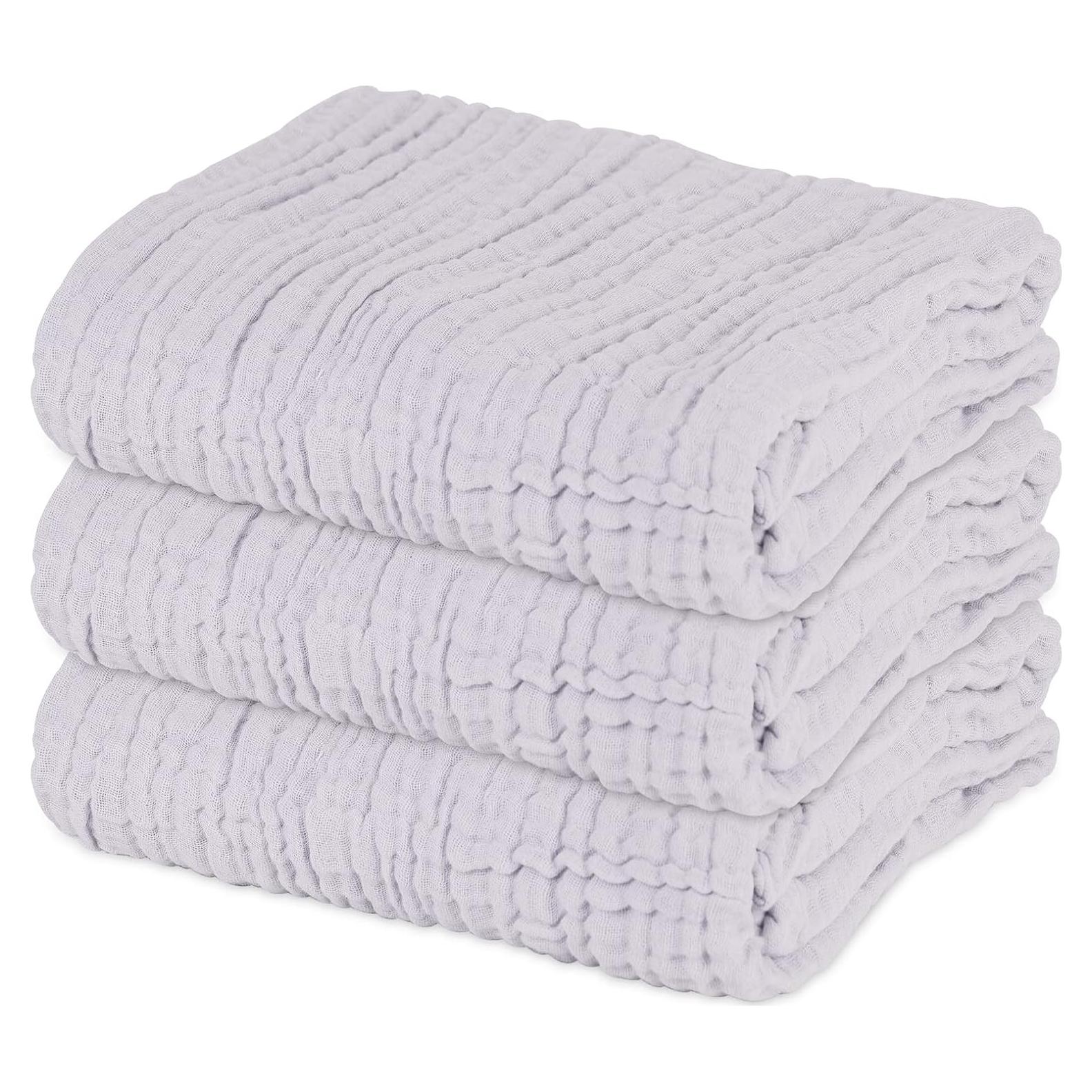 Toallas de Baño para Bebés Asung 3 Pack 100x100 cm Algodón Gris