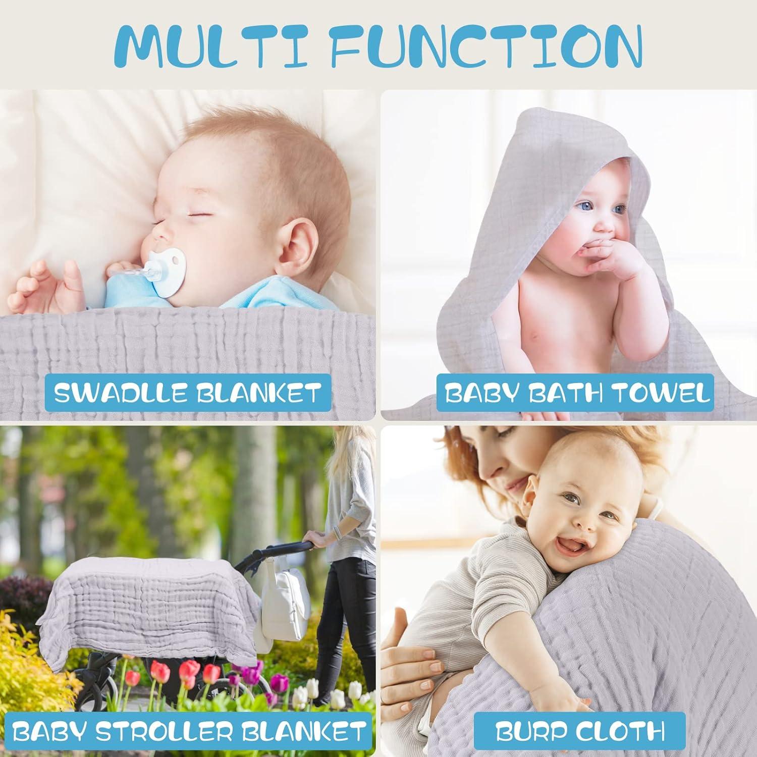 Toallas de Baño para Bebés Asung 3 Pack 100x100 cm Algodón Gris