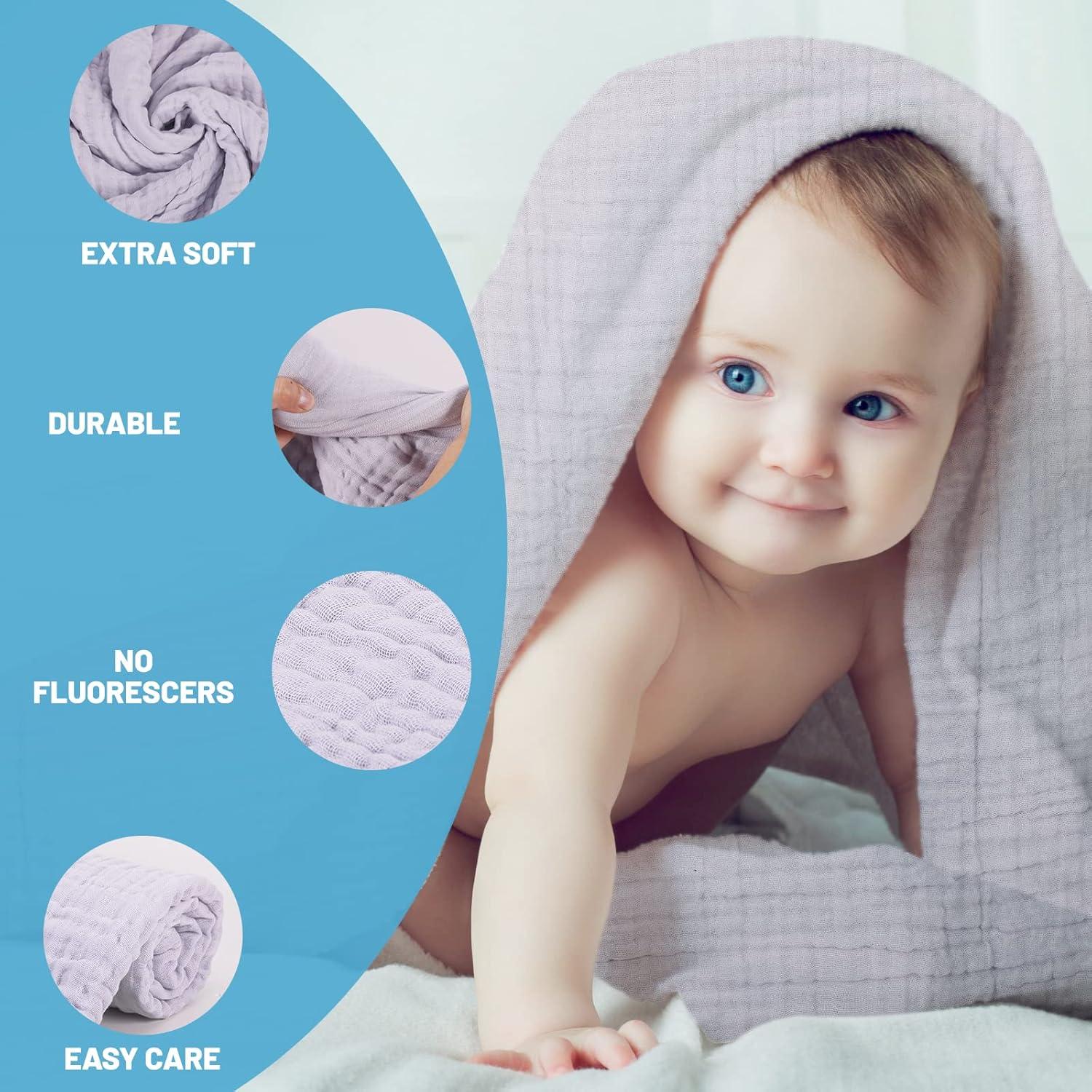 Toallas de Baño para Bebés Asung 3 Pack 100x100 cm Algodón Gris