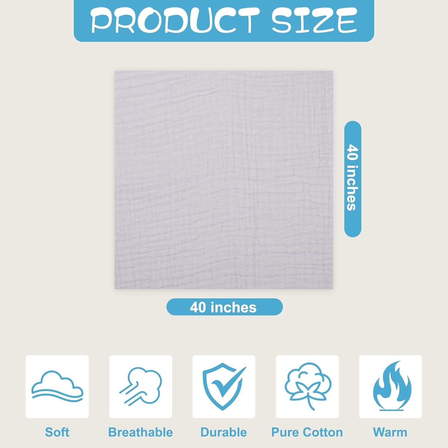 Toallas de Baño para Bebés Asung 3 Pack 100x100 cm Algodón Gris