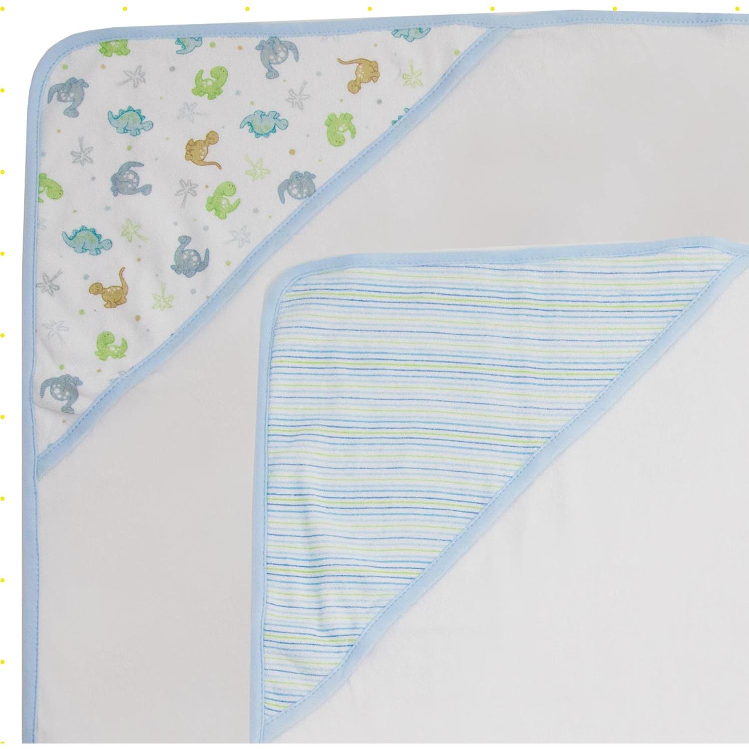 Juego de 3 toallas con capucha Spasilk Baby Dino Azul 66x76 cm