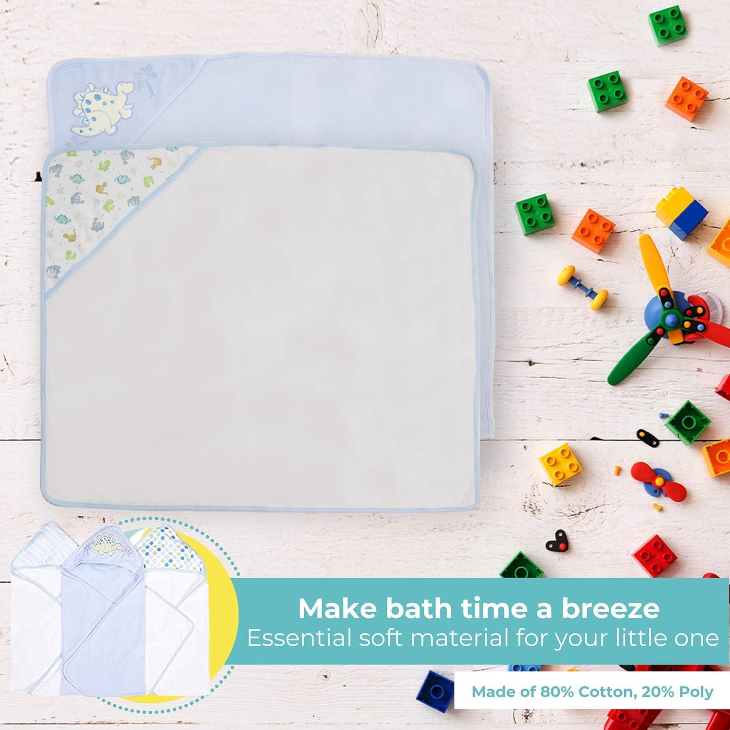 Juego de 3 toallas con capucha Spasilk Baby Dino Azul 66x76 cm