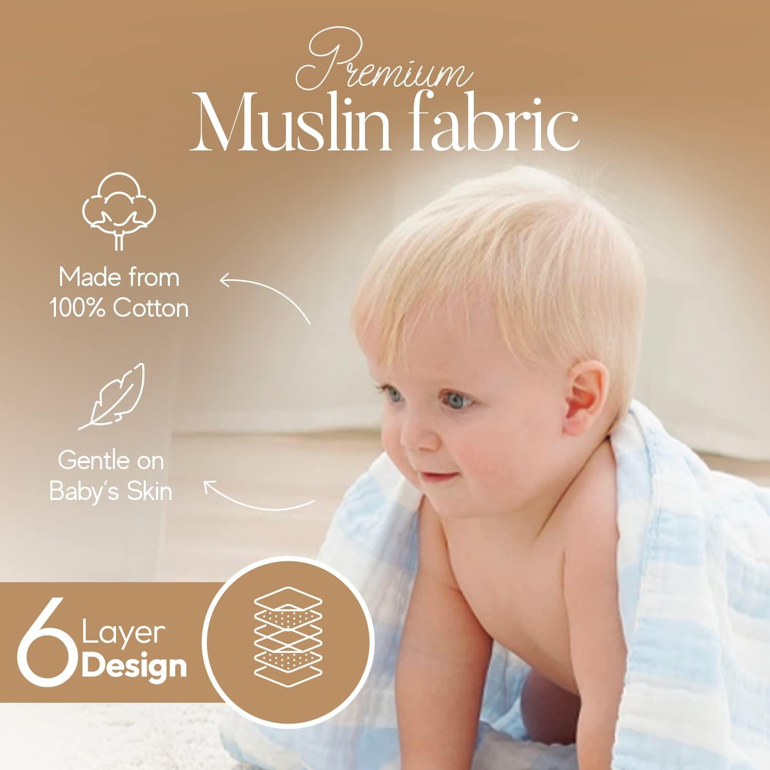 Juego de Toallas de Baño Muselina HardNok 100% Algodón 6 Capas