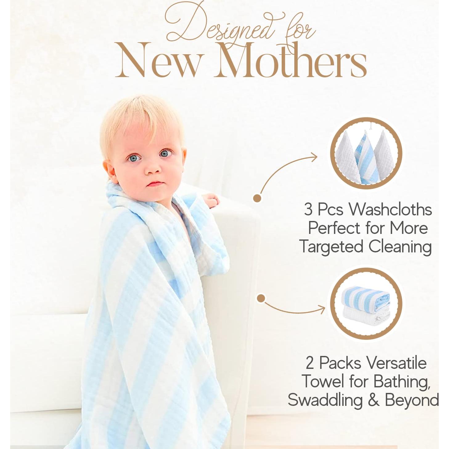 Juego de Toallas de Baño Muselina HardNok 100% Algodón 6 Capas