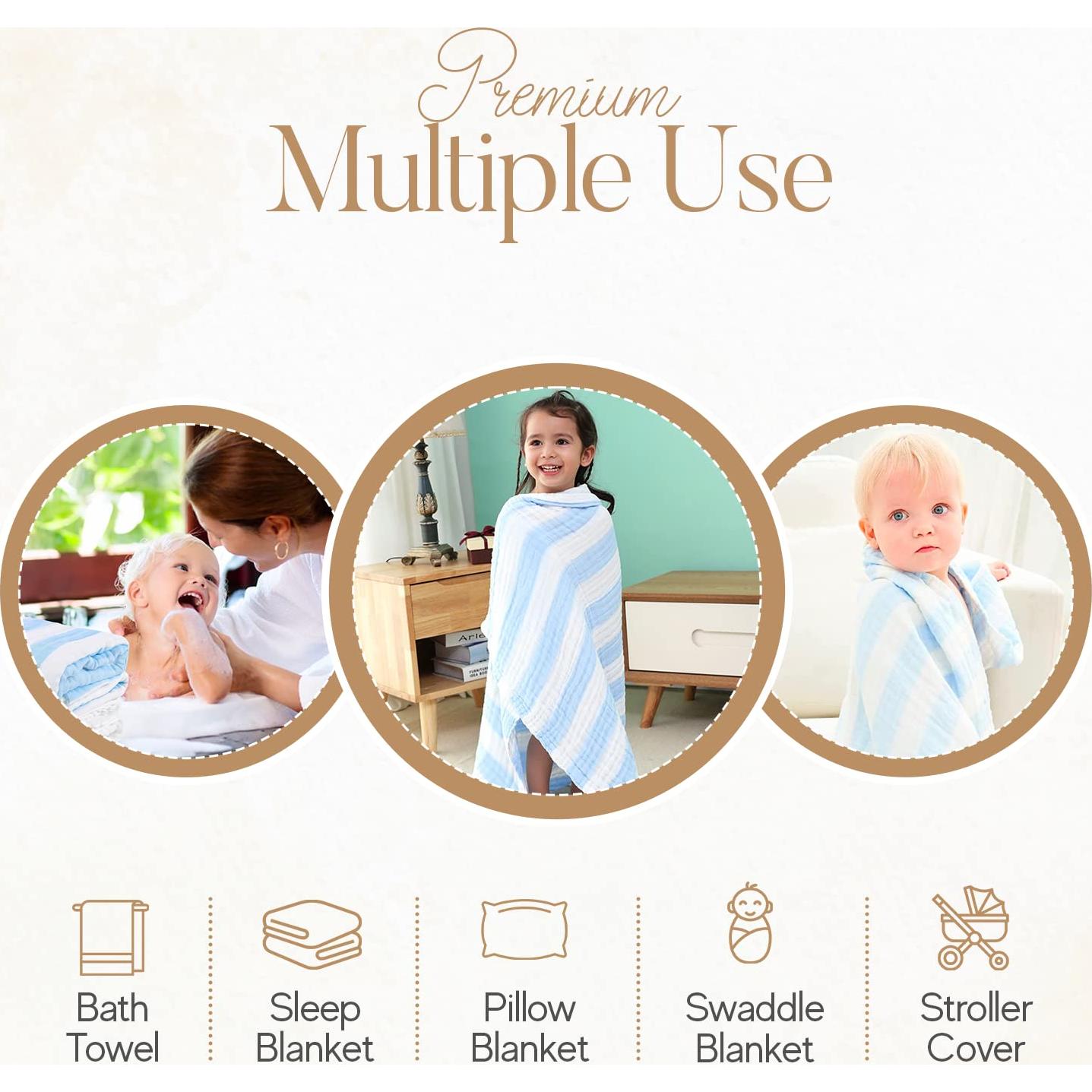 Juego de Toallas de Baño Muselina HardNok 100% Algodón 6 Capas