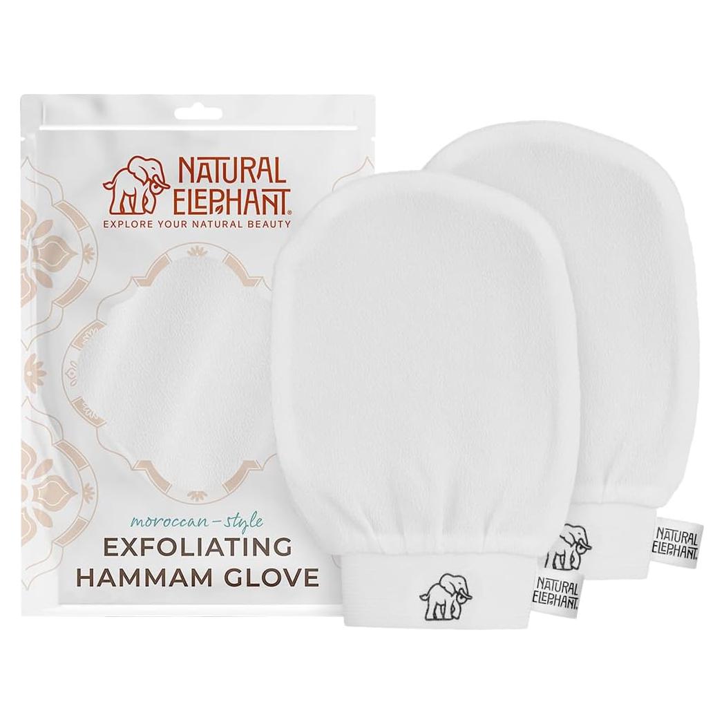 Guante Exfoliante Natural Elephant Kessa 2 Paquete Blanco Perla