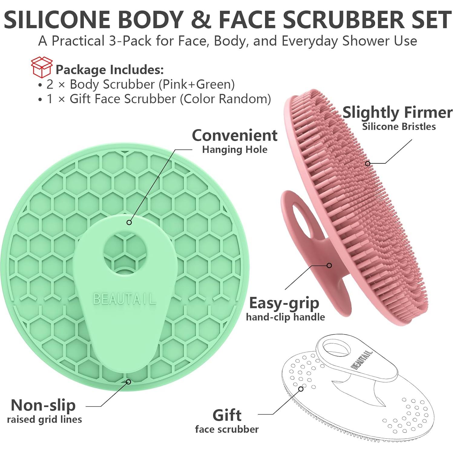 Juego de Exfoliantes Corporales y Faciales de Silicona BEAUTAIL