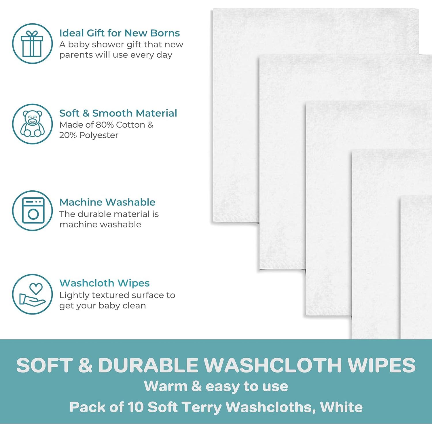 Toallitas de Lavado Spasilk para Bebés - Paquete de 10 Blancas