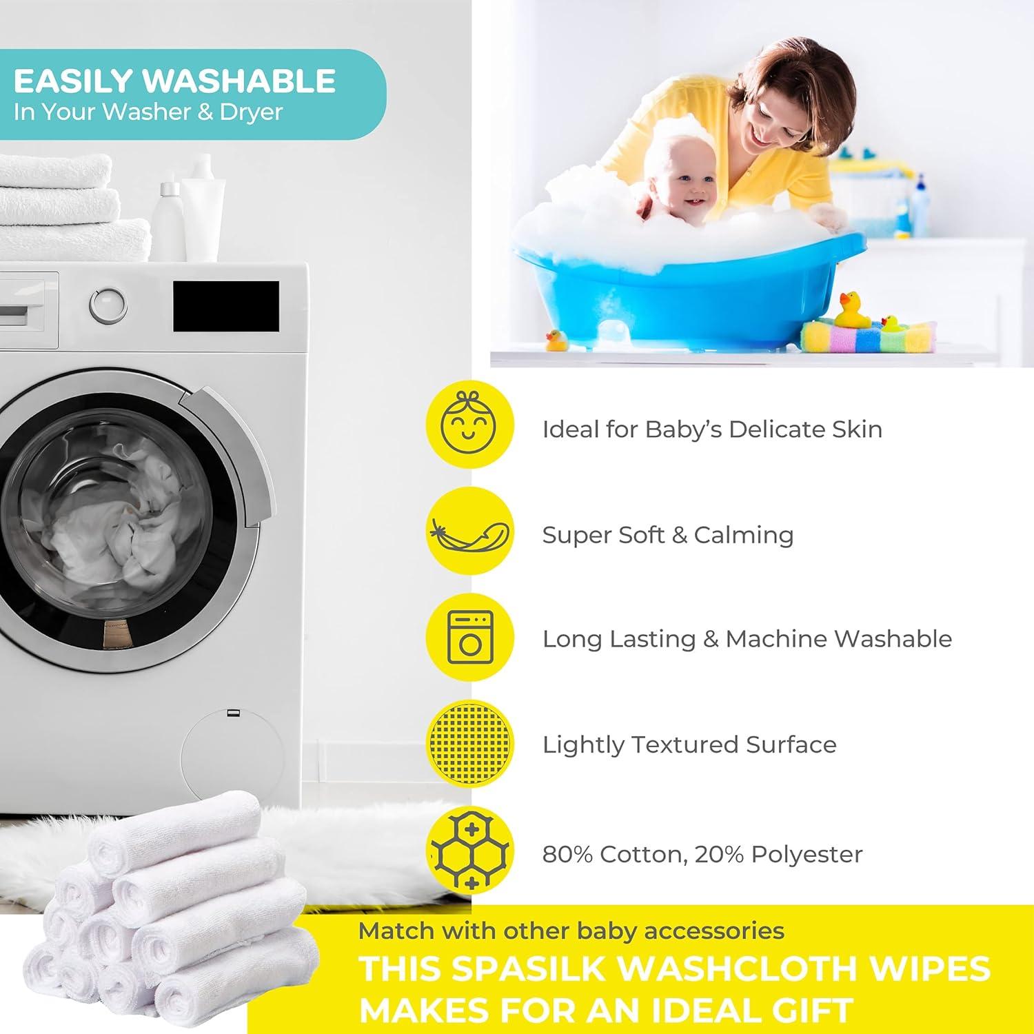 Toallitas de Lavado Spasilk para Bebés - Paquete de 10 Blancas