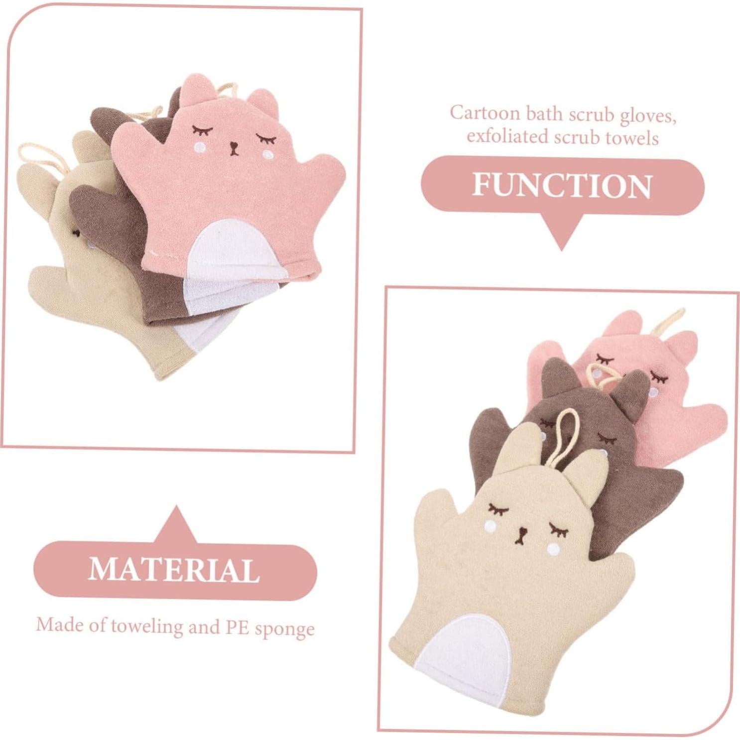 Guantes Exfoliantes GLEAVI 3 Piezas para Ducha Suaves 22x20cm