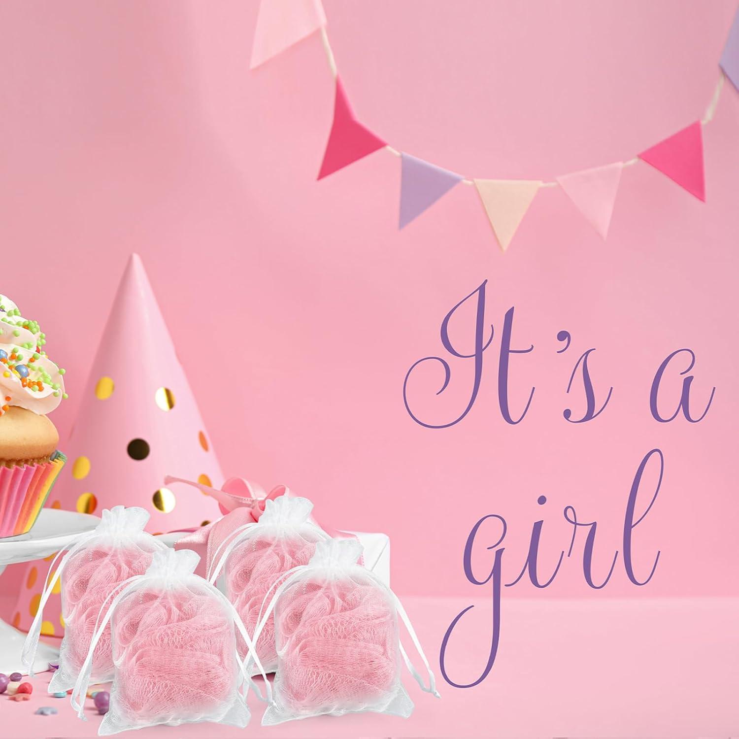 24 Recuerdos Baby Shower Funnymoom con Esponjas Loofah Rosas