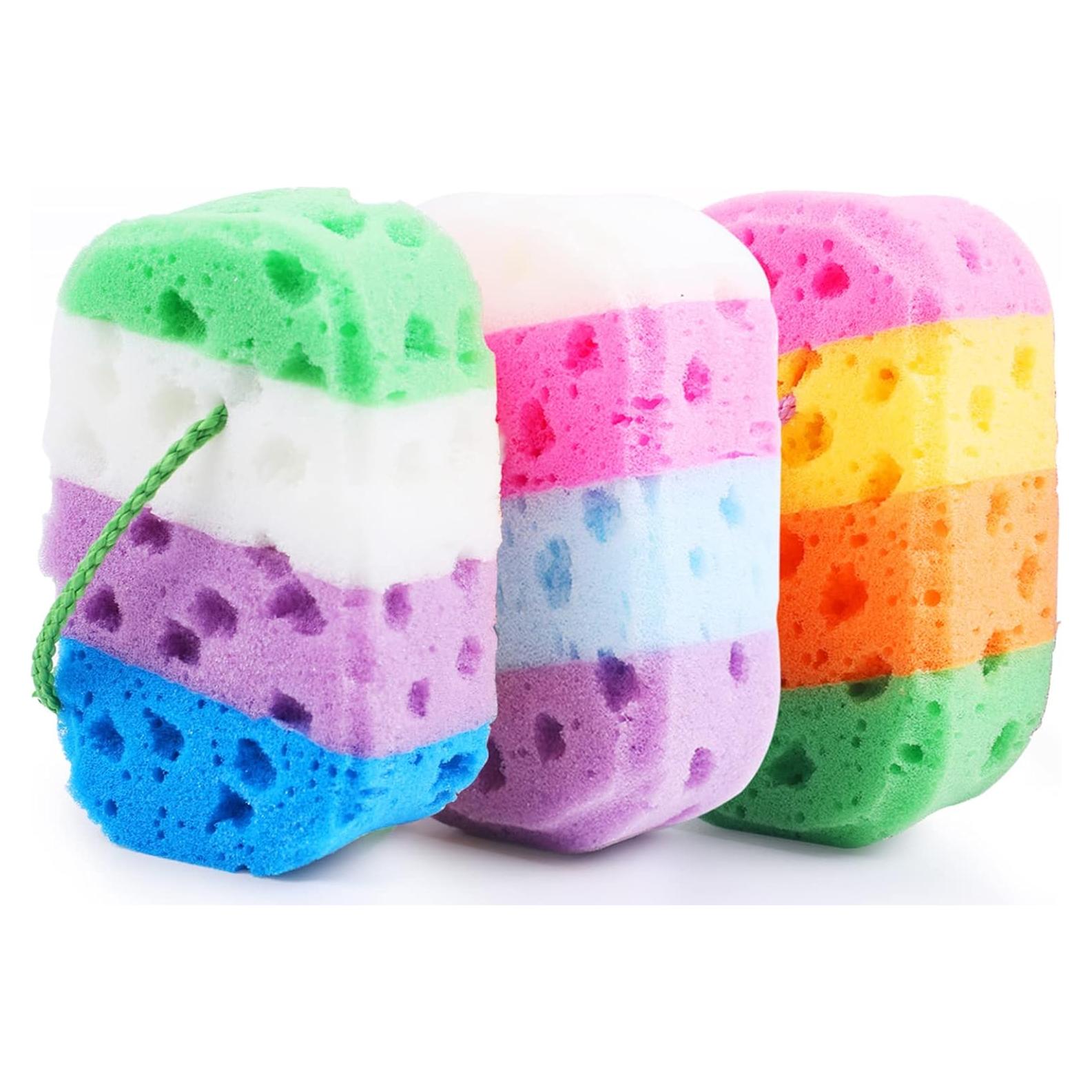 3 Esponjas Exfoliantes de Baño Loofah Suaves y Coloridas