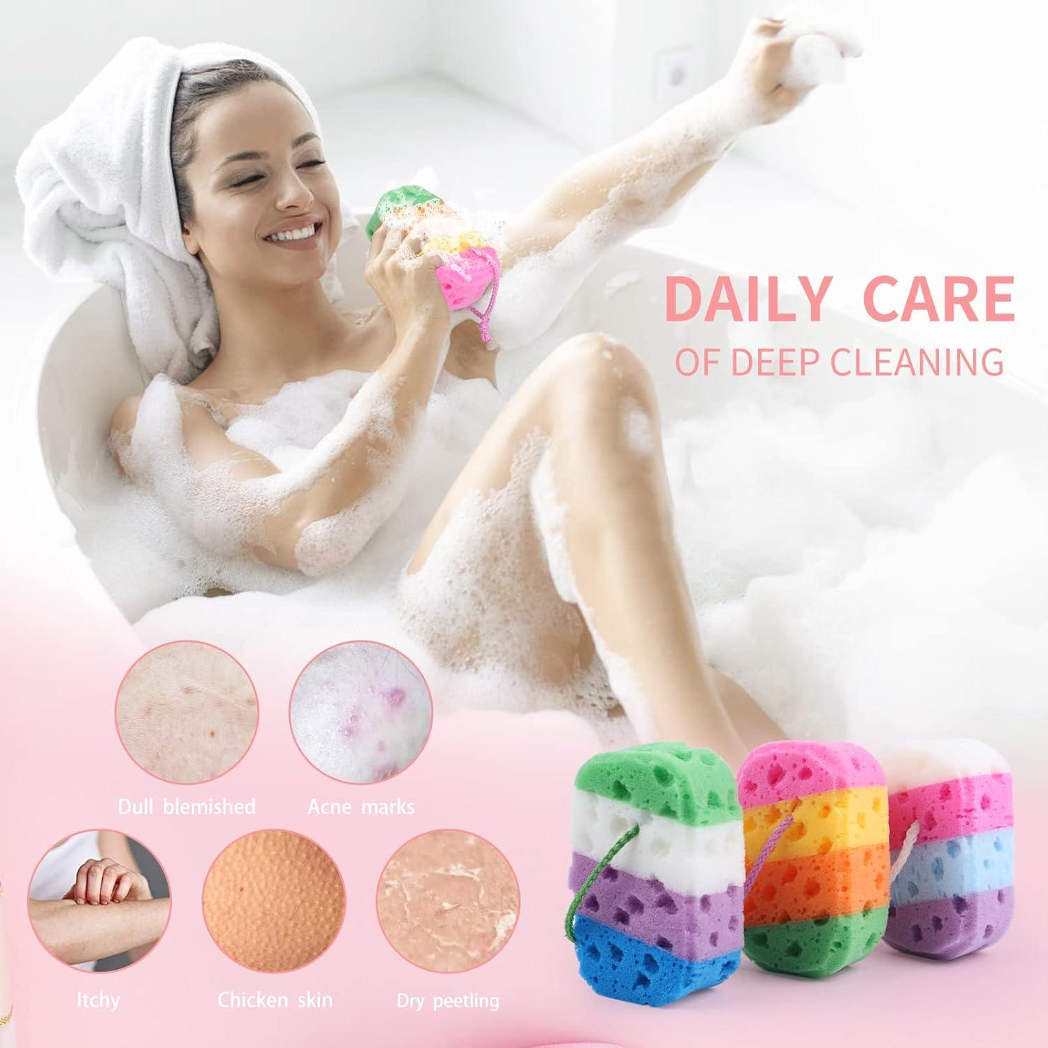 3 Esponjas Exfoliantes de Baño Loofah Suaves y Coloridas