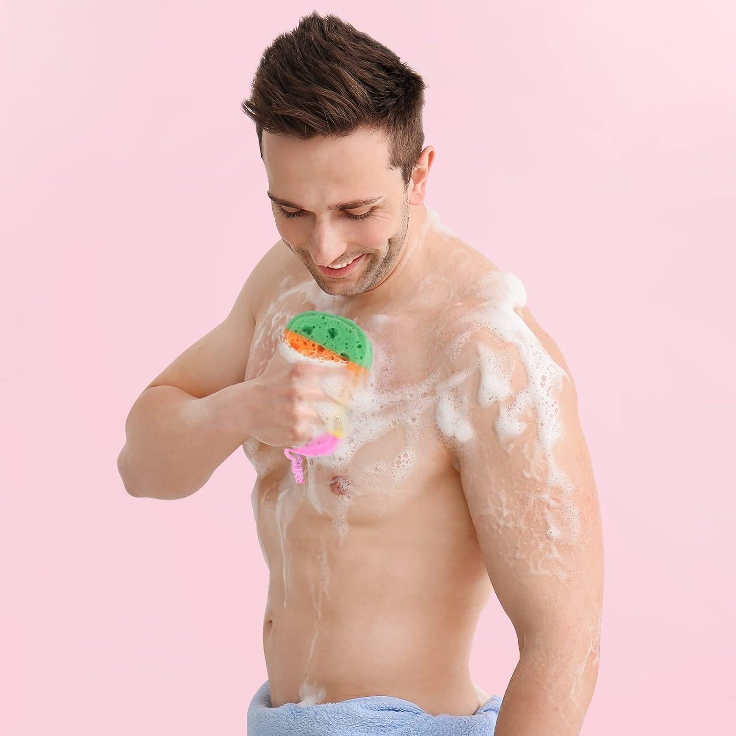 3 Esponjas Exfoliantes de Baño Loofah Suaves y Coloridas