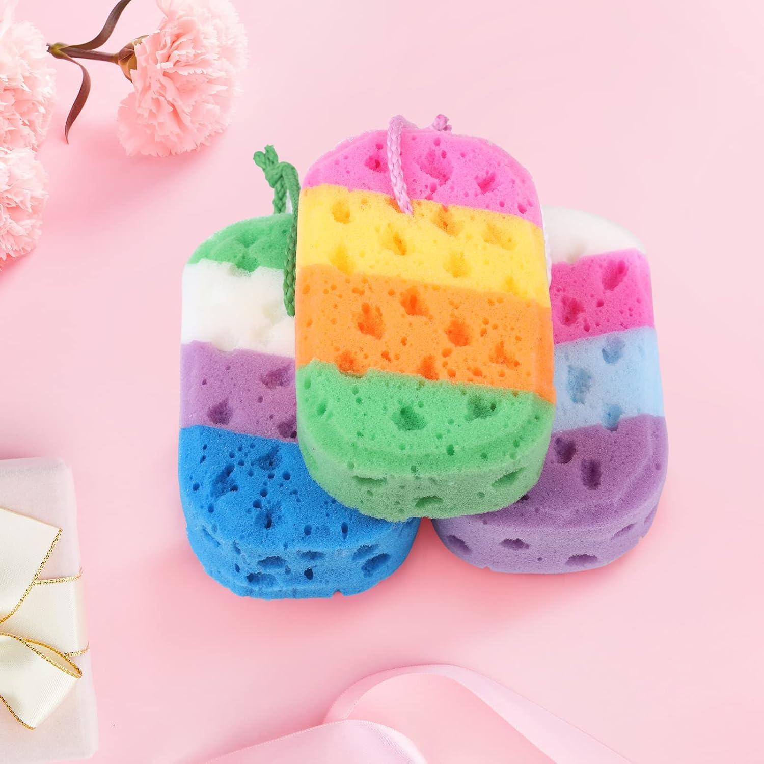 3 Esponjas Exfoliantes de Baño Loofah Suaves y Coloridas
