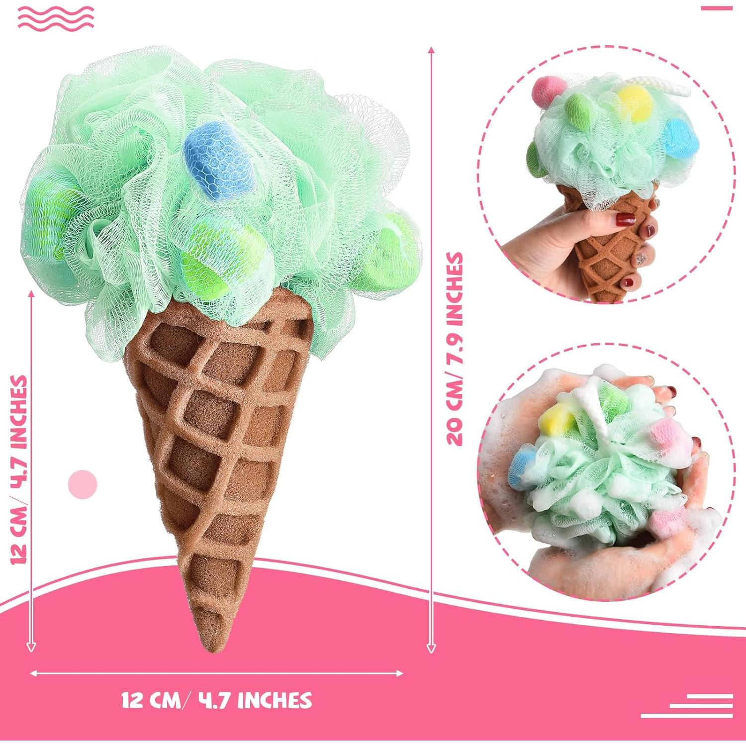 Esponja de Baño Geiserailie en Forma de Helado - 4 Piezas