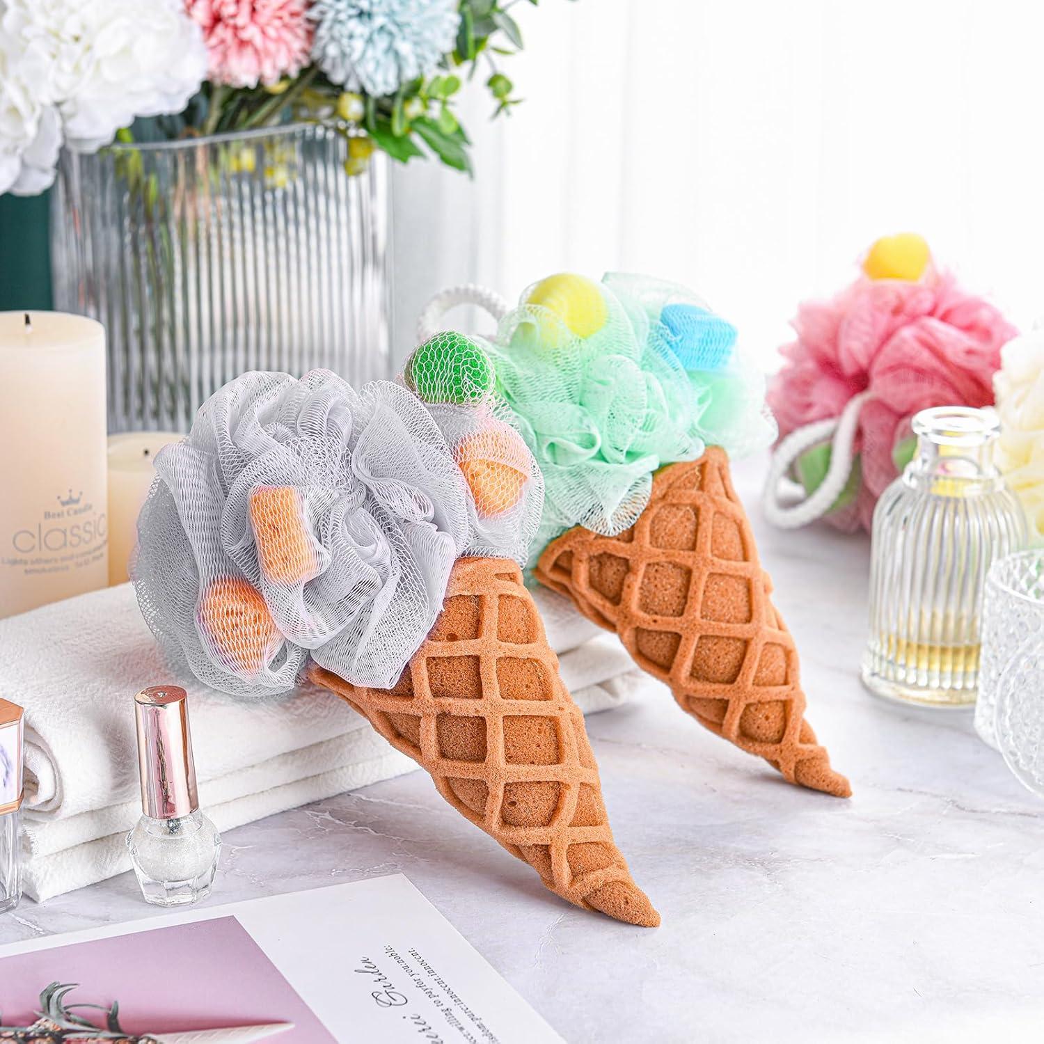 Esponja de Baño Geiserailie en Forma de Helado - 4 Piezas