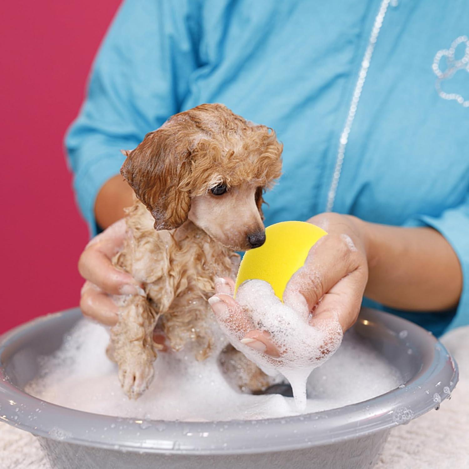 5 Esponjas de Baño para Mascotas Ipetboom Amarillo 7x7cm