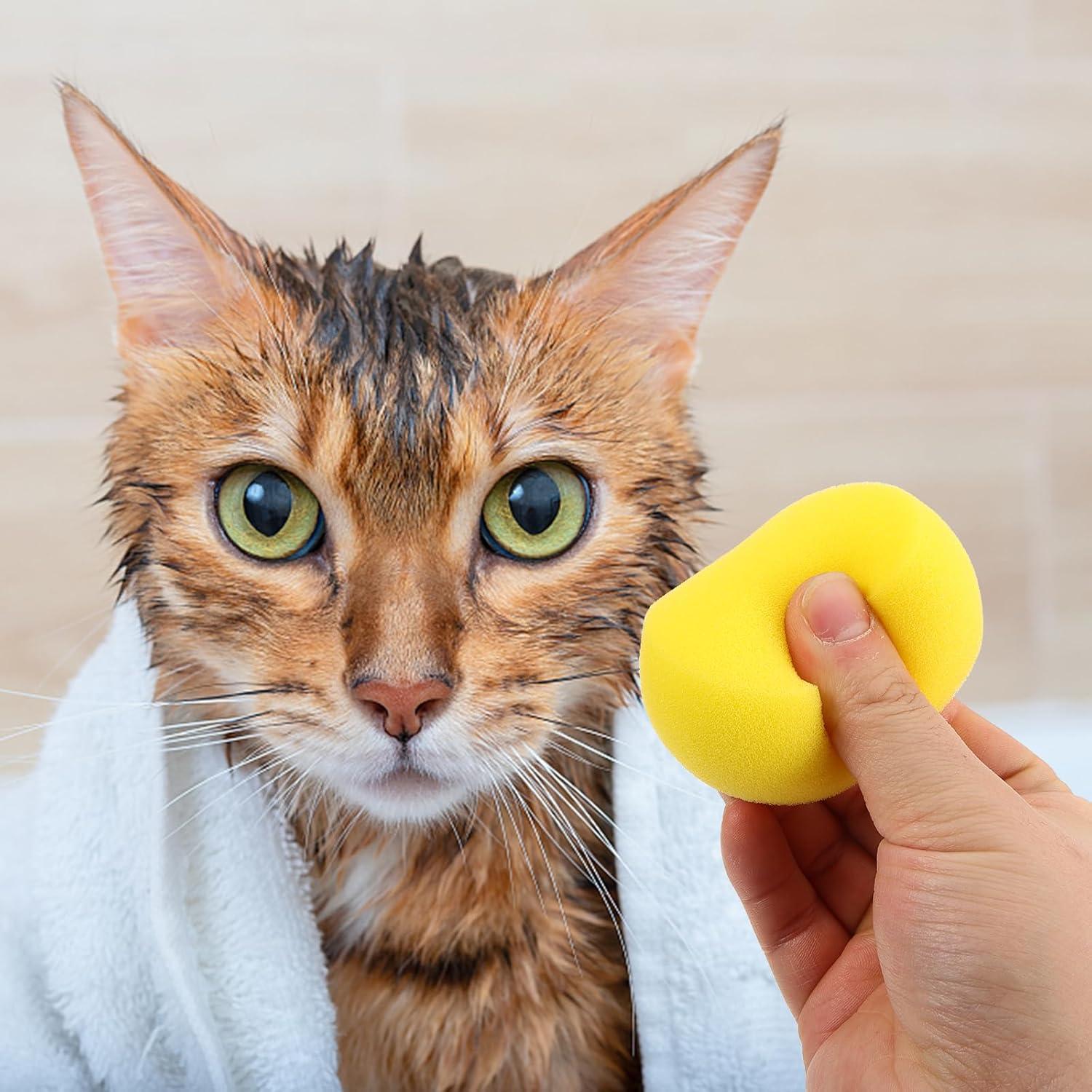 5 Esponjas de Baño para Mascotas Ipetboom Amarillo 7x7cm