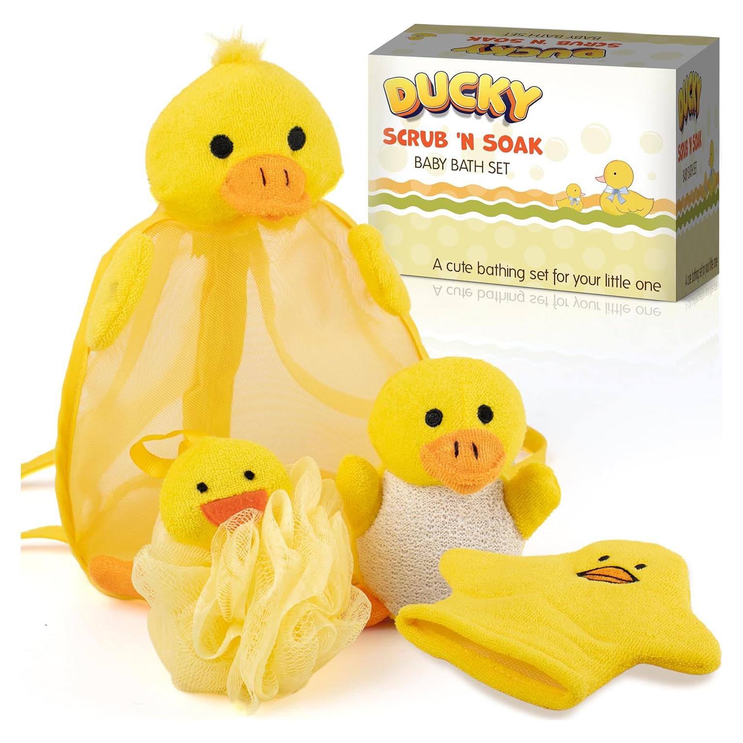 Set de Esponjas de Baño para Bebés Ducky Scrub 'N Soak - Incluye Juguete
