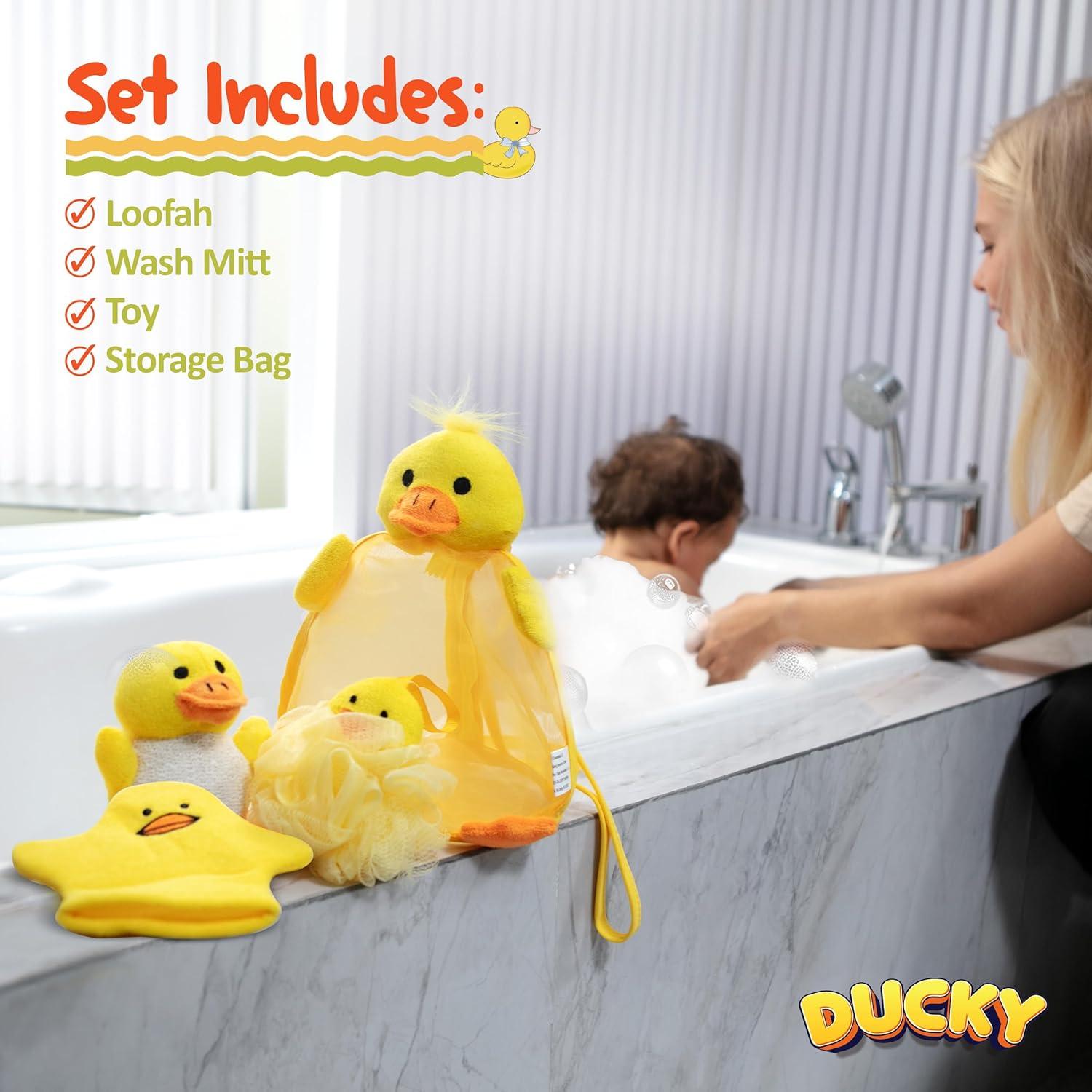 Set de Esponjas de Baño para Bebés Ducky Scrub 'N Soak - Incluye Juguete