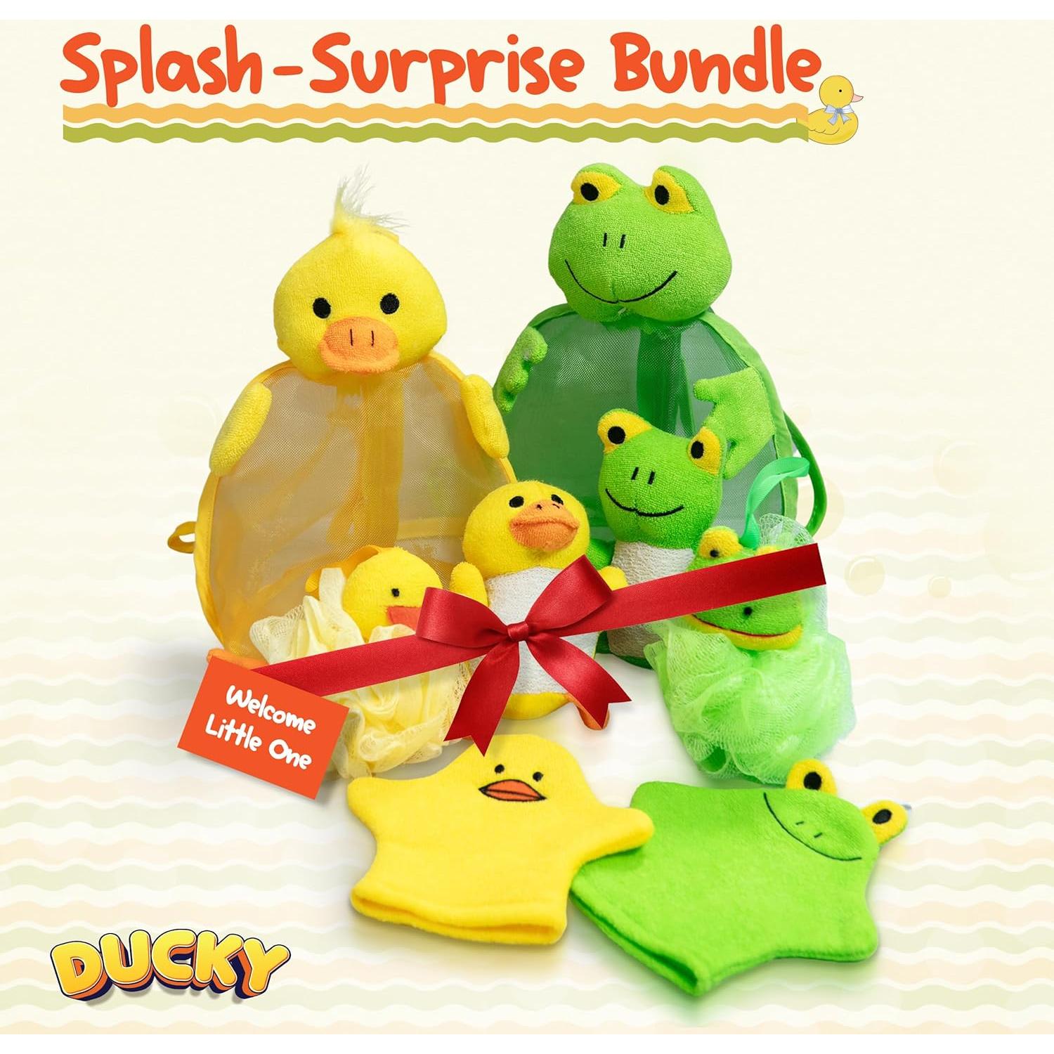 Set de Esponjas de Baño para Bebés Ducky Scrub 'N Soak - Incluye Juguete