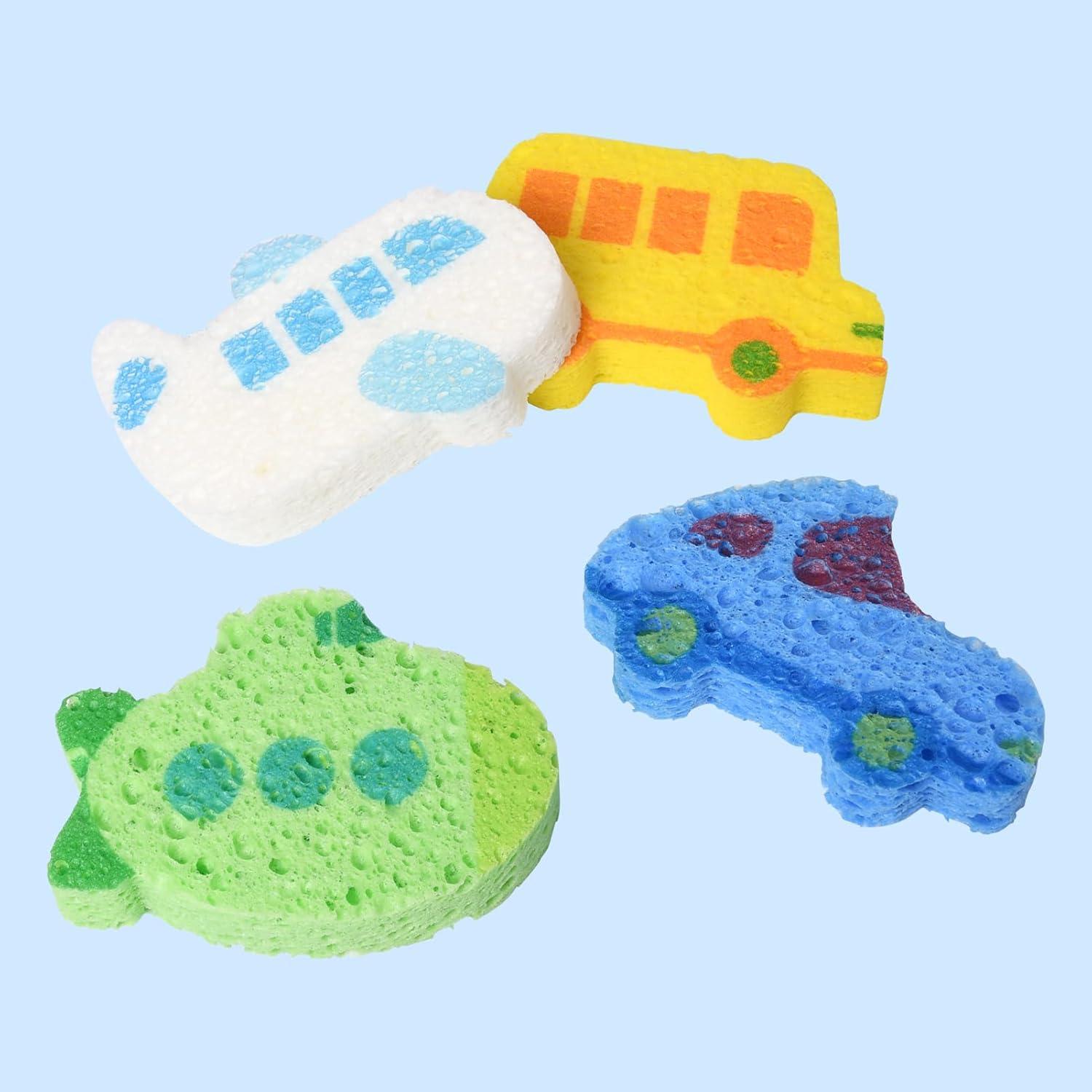 Esponjas de Baño para Niños Pumwoy 4 Pcs Formas de Transporte