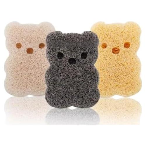 Esponja de Baño Natural Konjac para Bebés - Paquete de 3 Oso