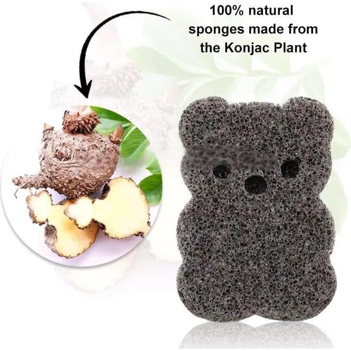 Esponja de Baño Natural Konjac para Bebés - Paquete de 3 Oso