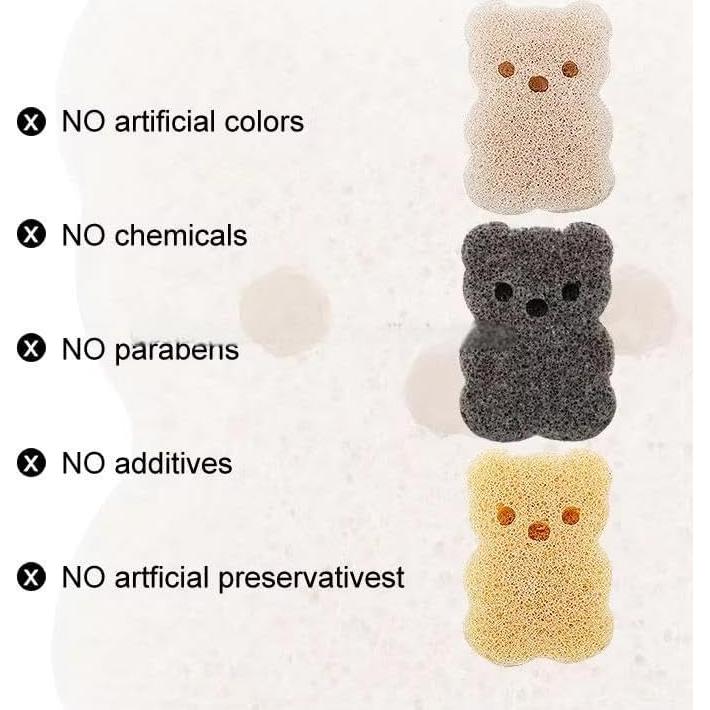 Esponja de Baño Natural Konjac para Bebés - Paquete de 3 Oso