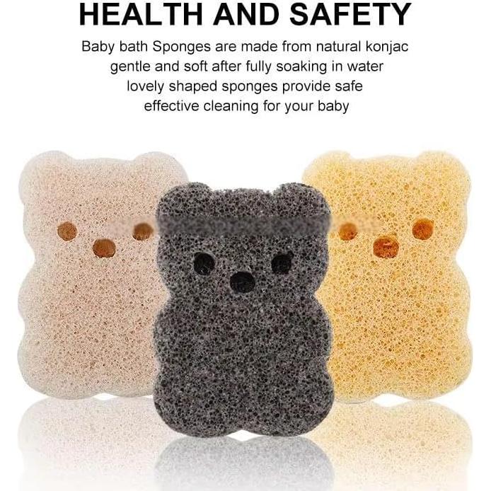 Esponja de Baño Natural Konjac para Bebés - Paquete de 3 Oso