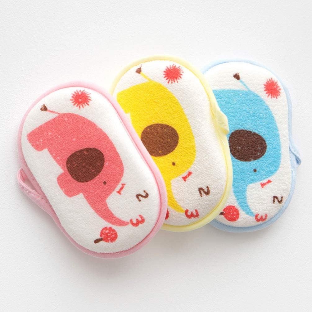 Esponja de Baño para Bebés Lurrose 3PCS Algodón Suave 13x9cm